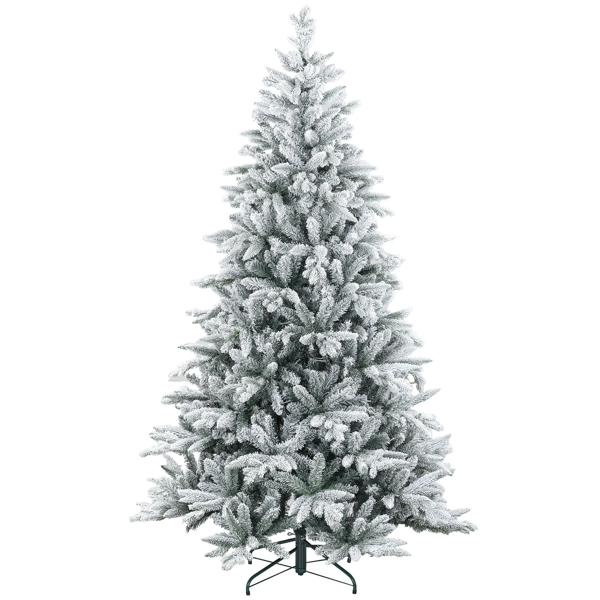 Snow Flocked 7ft/8ft Artificial Christmas Tree, Realistic Hinged Xmas Tree with 1401/2003 Tips & Metal Stand