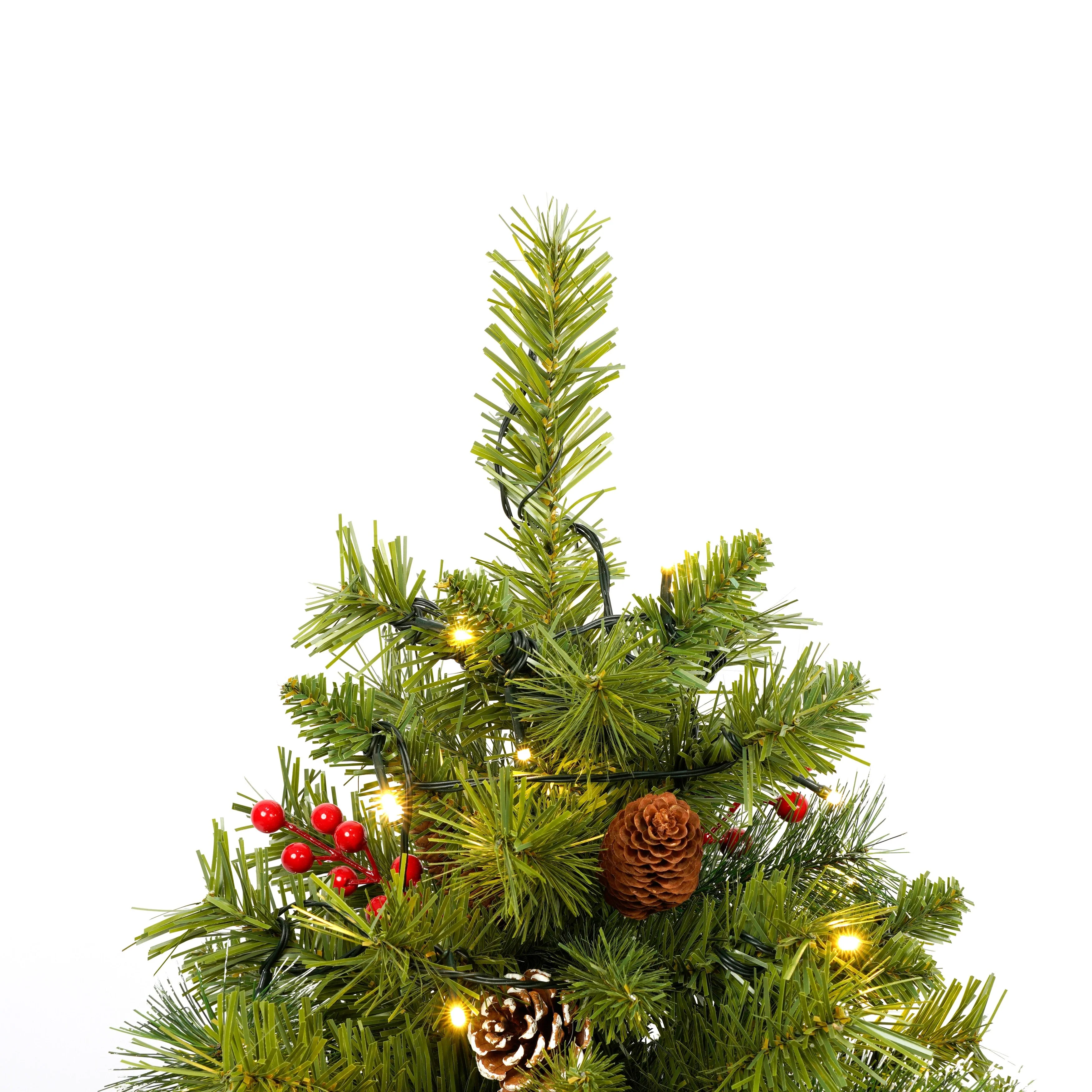 4-Piece Artificial Christmas Tree Set with LED Lights, 3FT Entrance Trees, Wreath & Garland.
