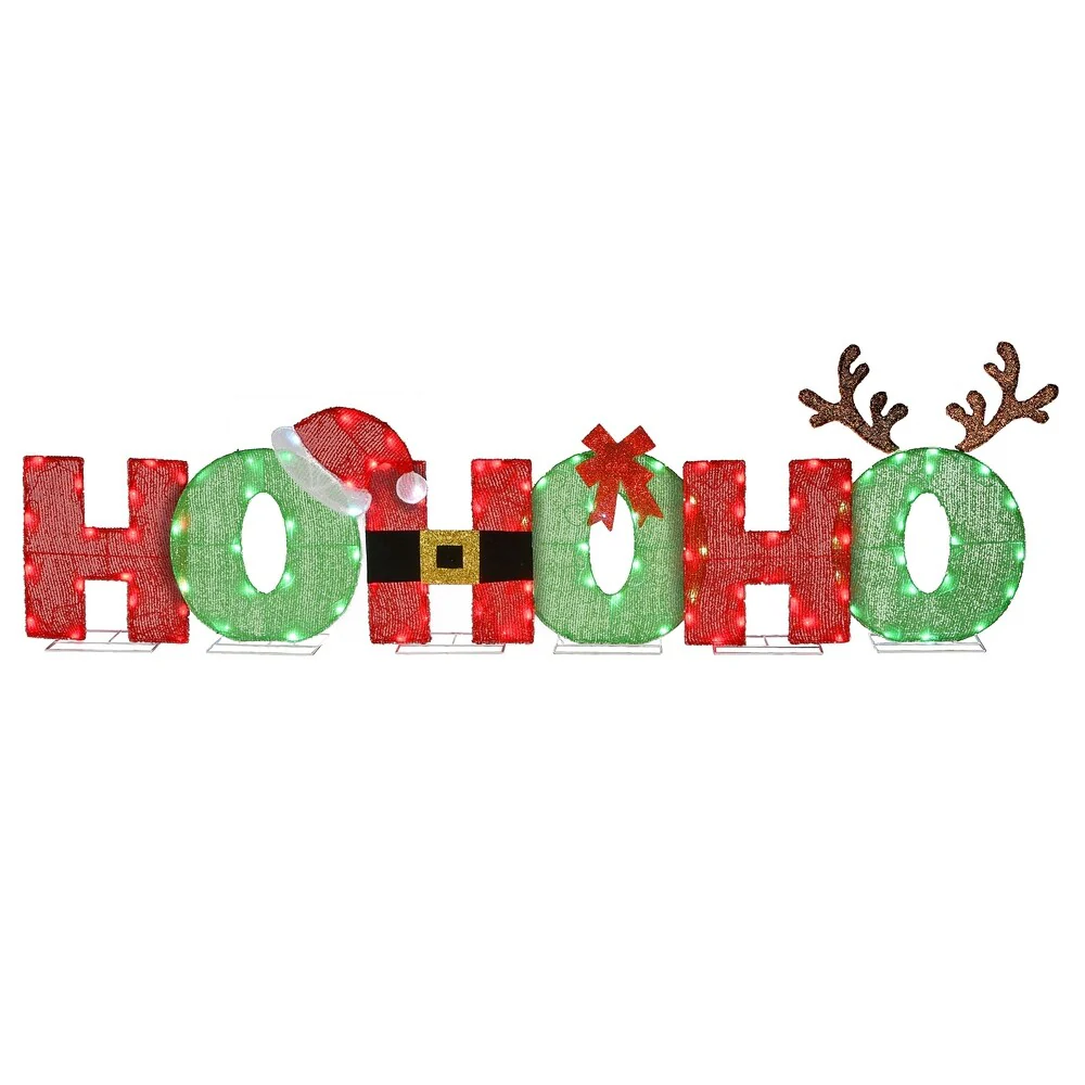 National Tree Company Pre-lit Red and Green 'Ho Ho Ho' Holiday Decor - 23 in