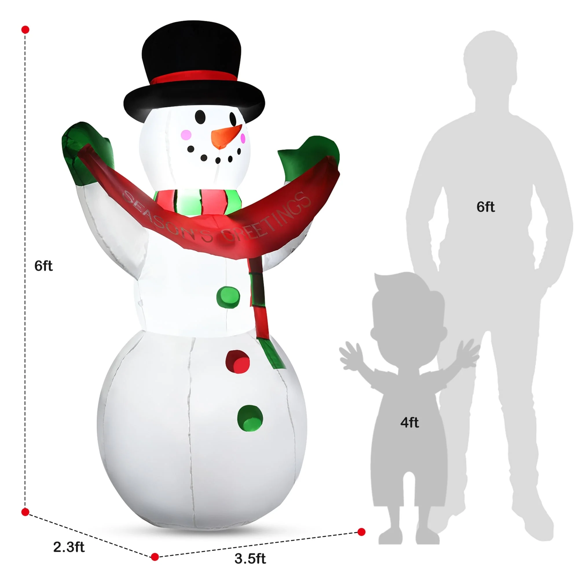 Gymax 6ft Christmas Inflatable Snowman Holiday Decoration w/ Internal - See Details