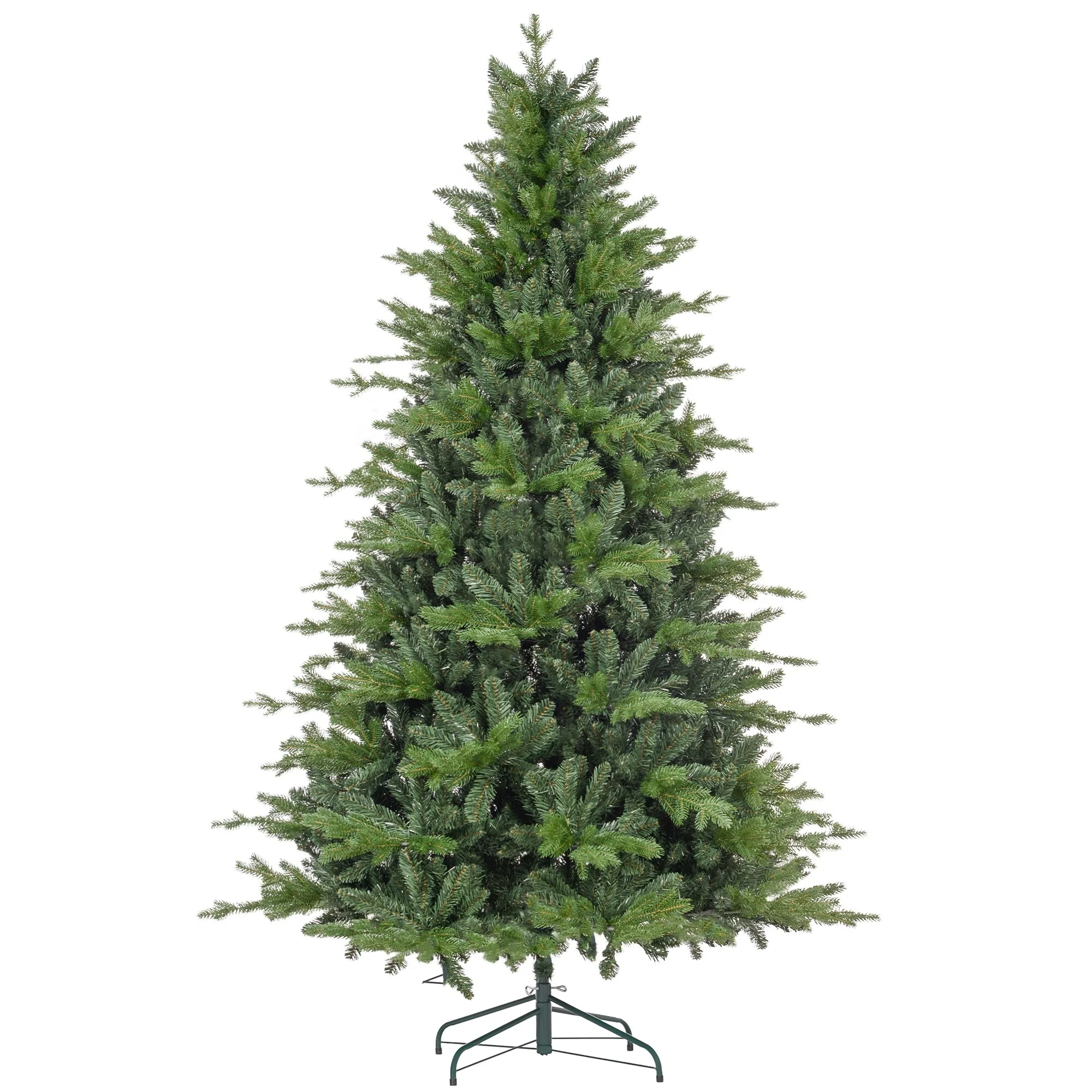 7ft Green Artificial Christmas Tree with 2445 Branch Tips, Easy Assembly Hinged Design & Foldable Metal Stand