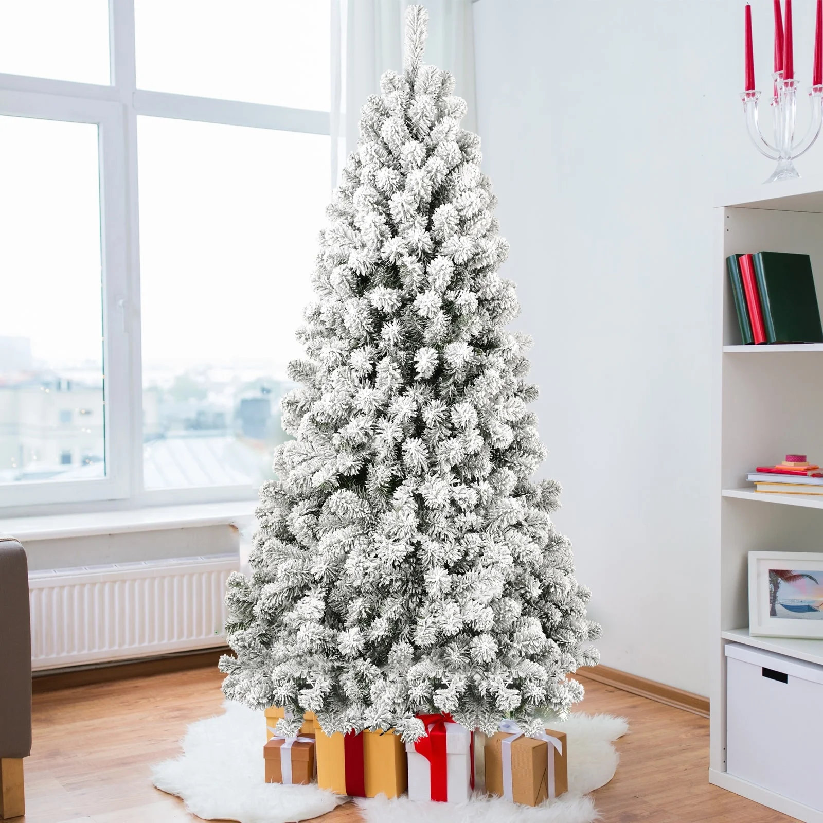 5FT Pre-Lit Christmas Tree with 200 Incandescent Lights and Memory Wire Branches
