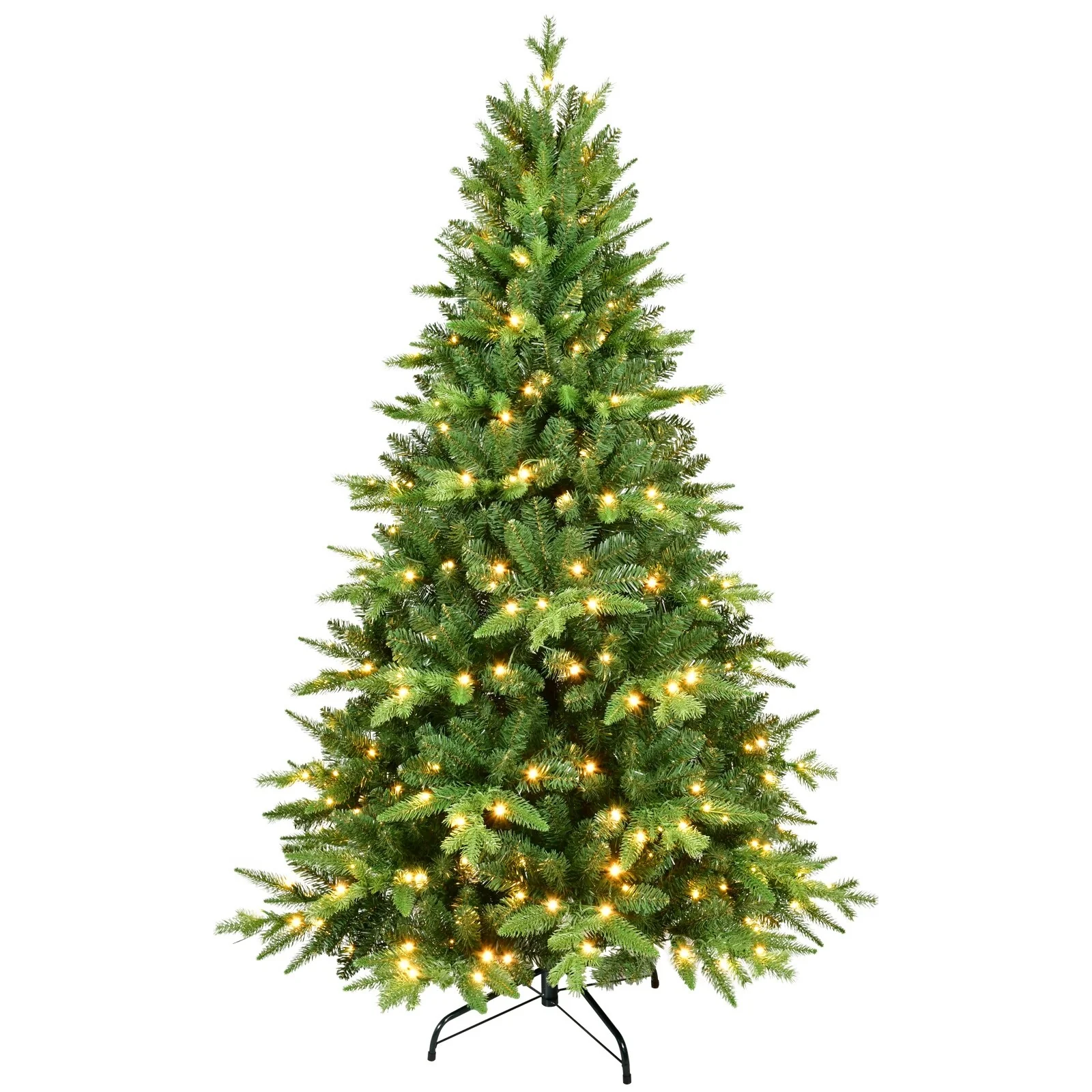 6FT Artificial Christmas Tree with 350 LED Lights, Realistic PE&PVC Tips, Fluffy Branches, Stable Stand