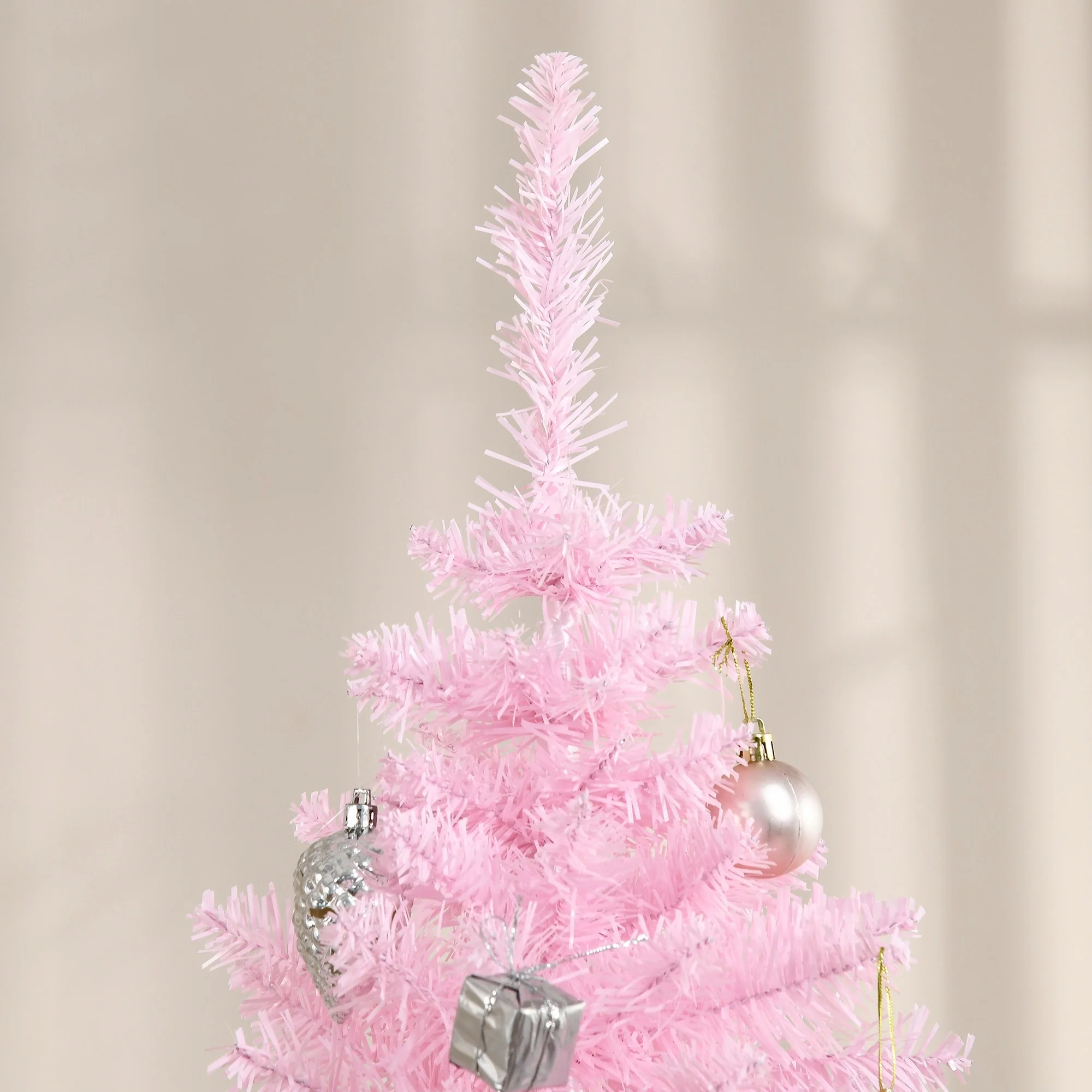 Snow-Flocked 6ft/5ft/7ft Pencil Christmas Tree, Slim Unlit Artificial Tree with Realistic Branches and Plastic Stand