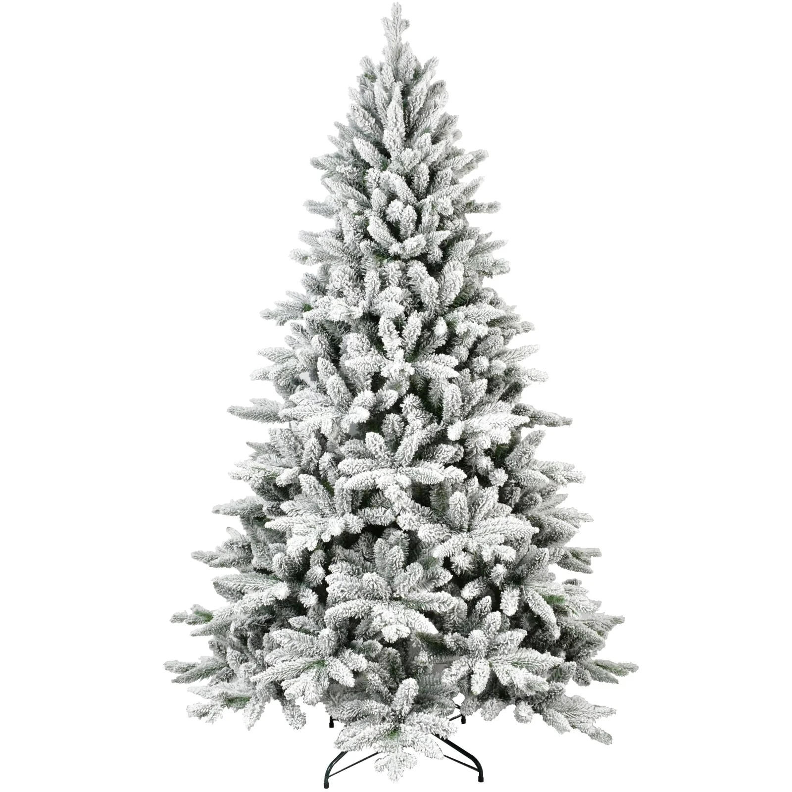 PE & PVC Flocked Christmas Tree, 5FT/6FT/7FT, Lifelike Tips, Easy Unfold Structure, Stable Base, Perfect Winter Decor