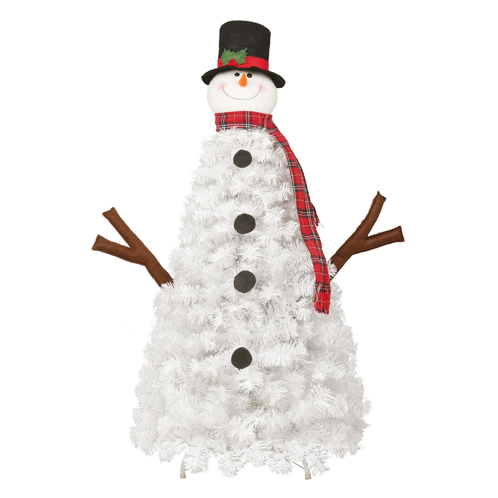 Pre-lit Snowman Christmas Tree, 4ft Artificial Holiday Tree with 100 Warm White LED Lights and 380 Branch Tips for Home
