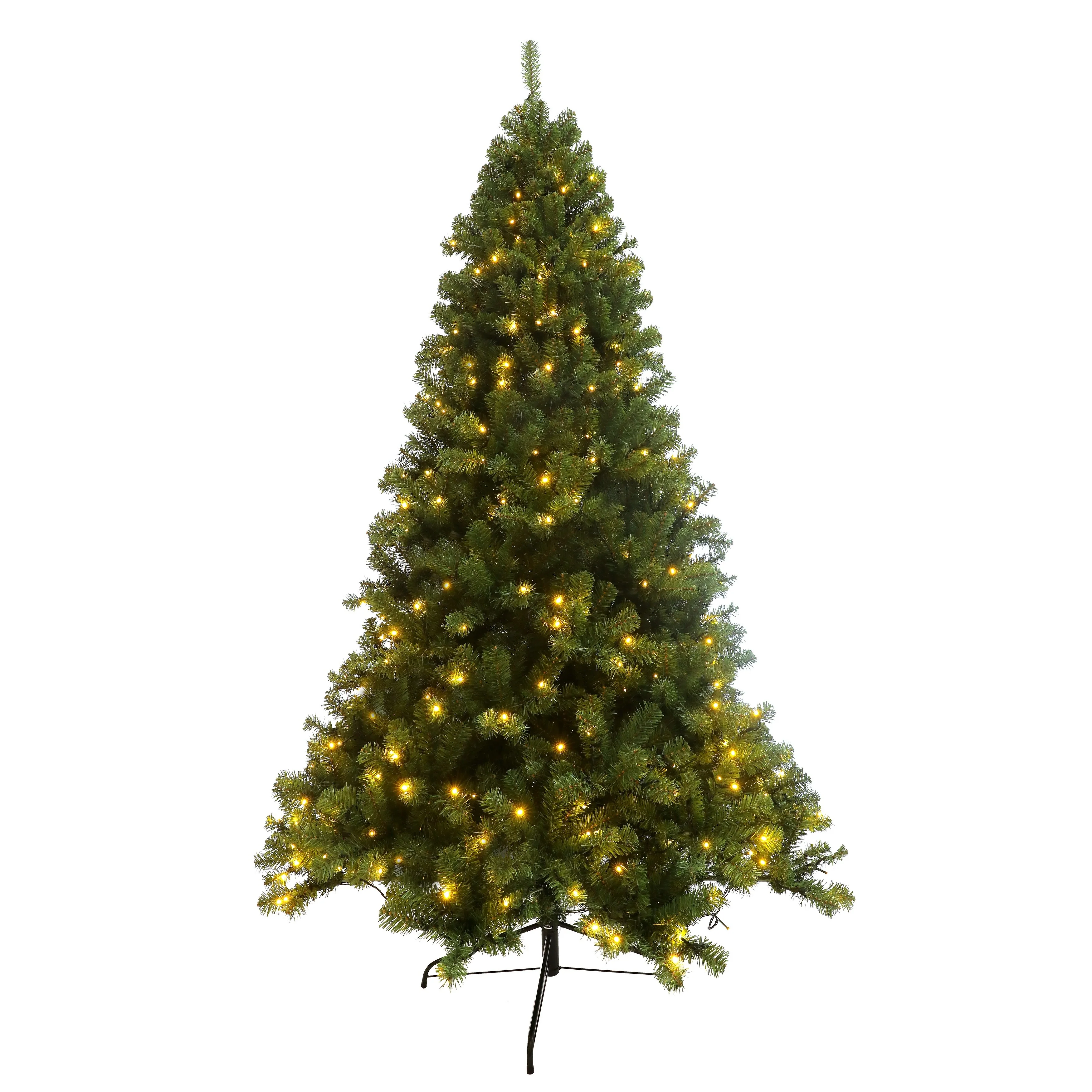 6ft/7.5ft Pre-Lit Hinged Christmas Tree, Full-Bodied with 1000/1420 Tips, PVC Fir and Foldable Metal Stand