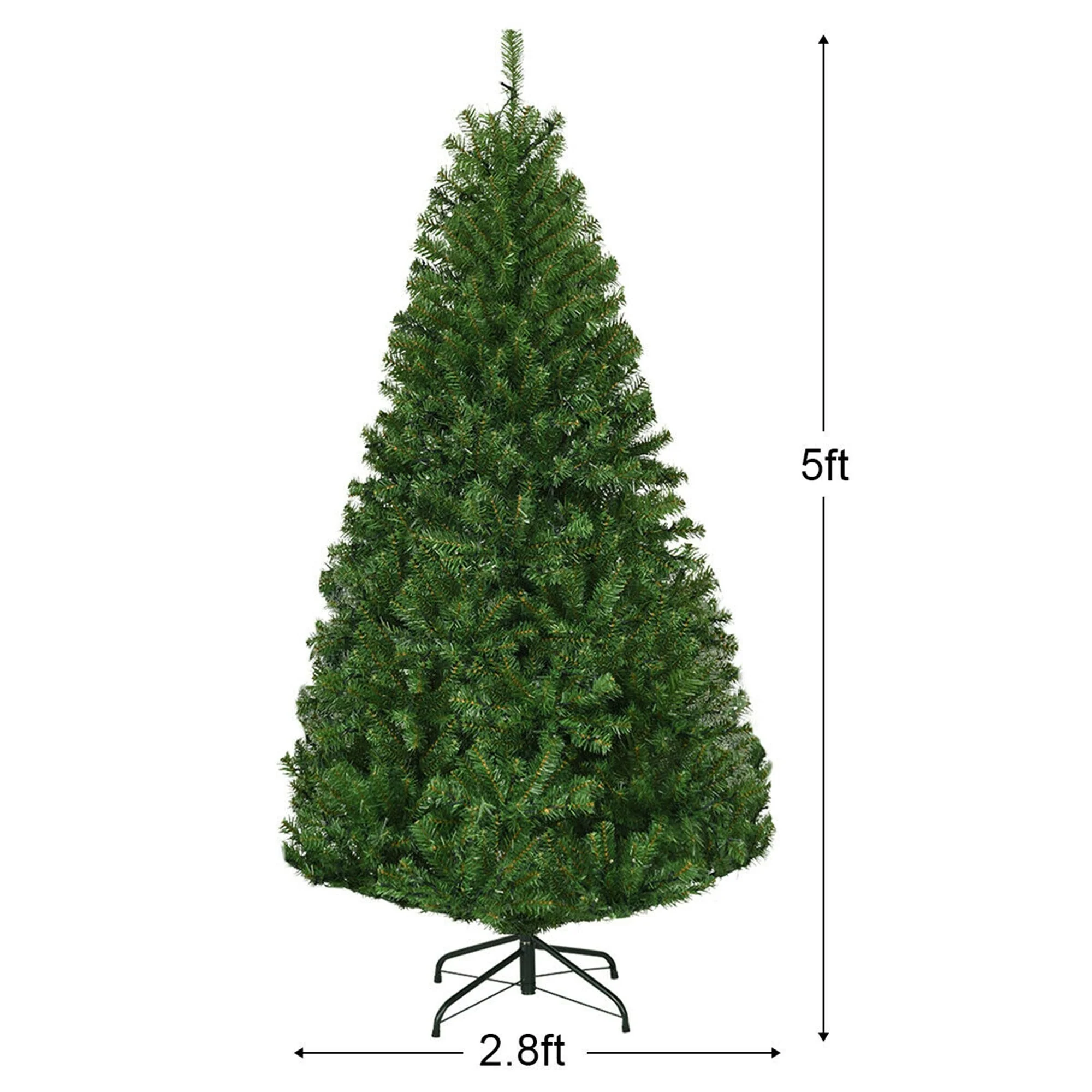 Gymax 5-9FT Pre-Lit Christmas Tree Hinged Artificial Tree w/ Metal