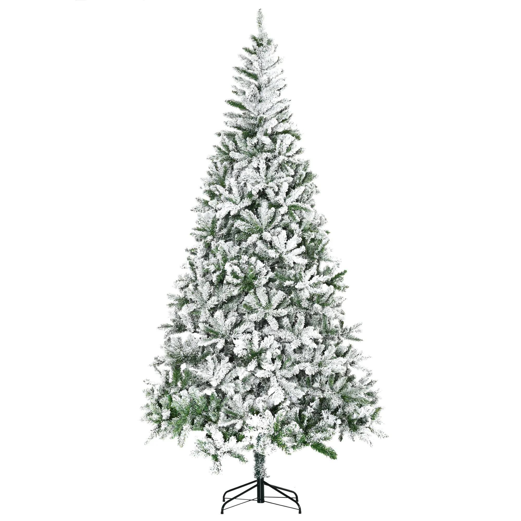 Snow Flocked 7.5ft/9ft Unlit Artificial Pine Christmas Tree with Lifelike Branches, Perfect for Holiday Ambiance