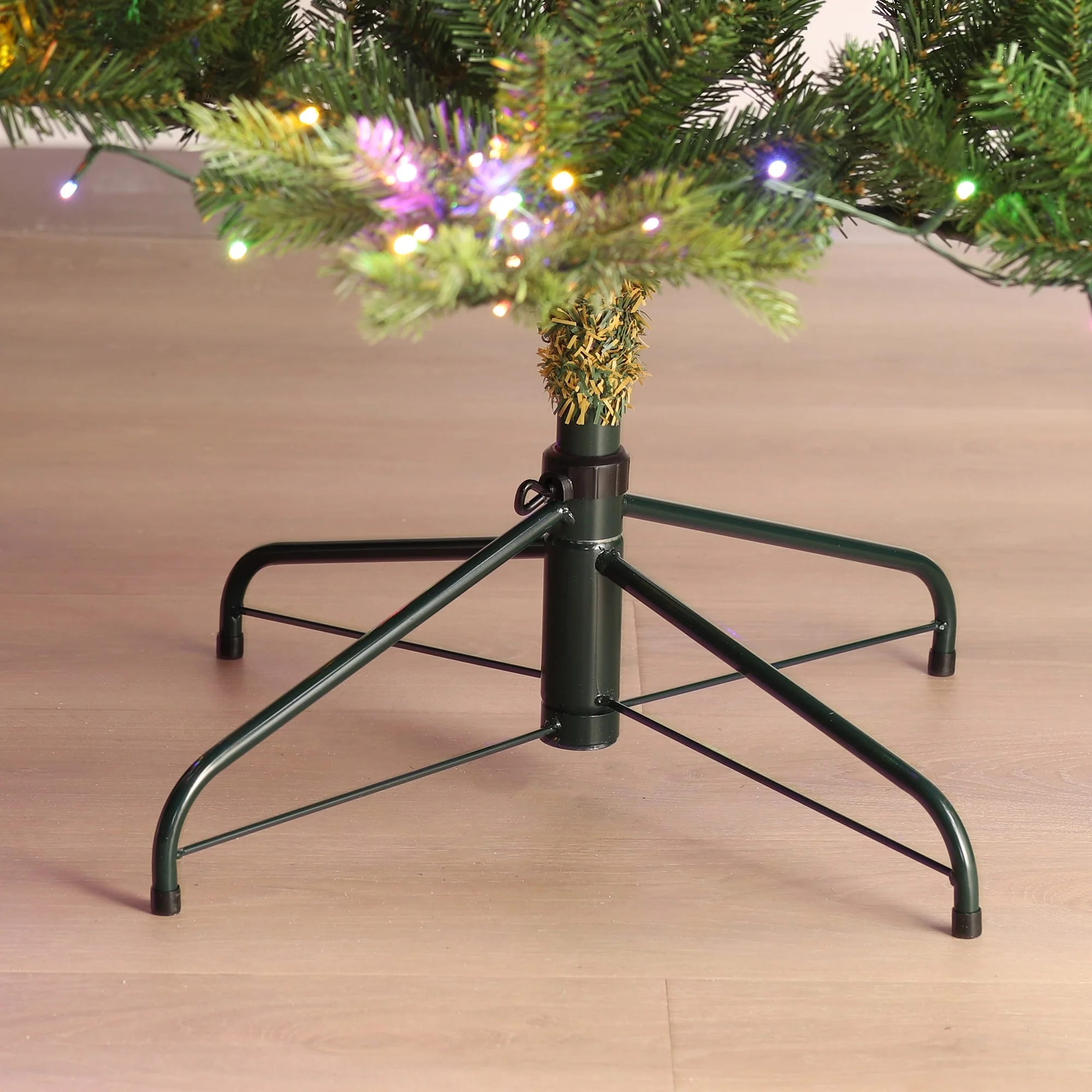 Glitzhome 7.5ft/9ft Pre-Lit Full Fir Artificial Christmas Tree w/Foot Pedal & Remote Control Simple Setup