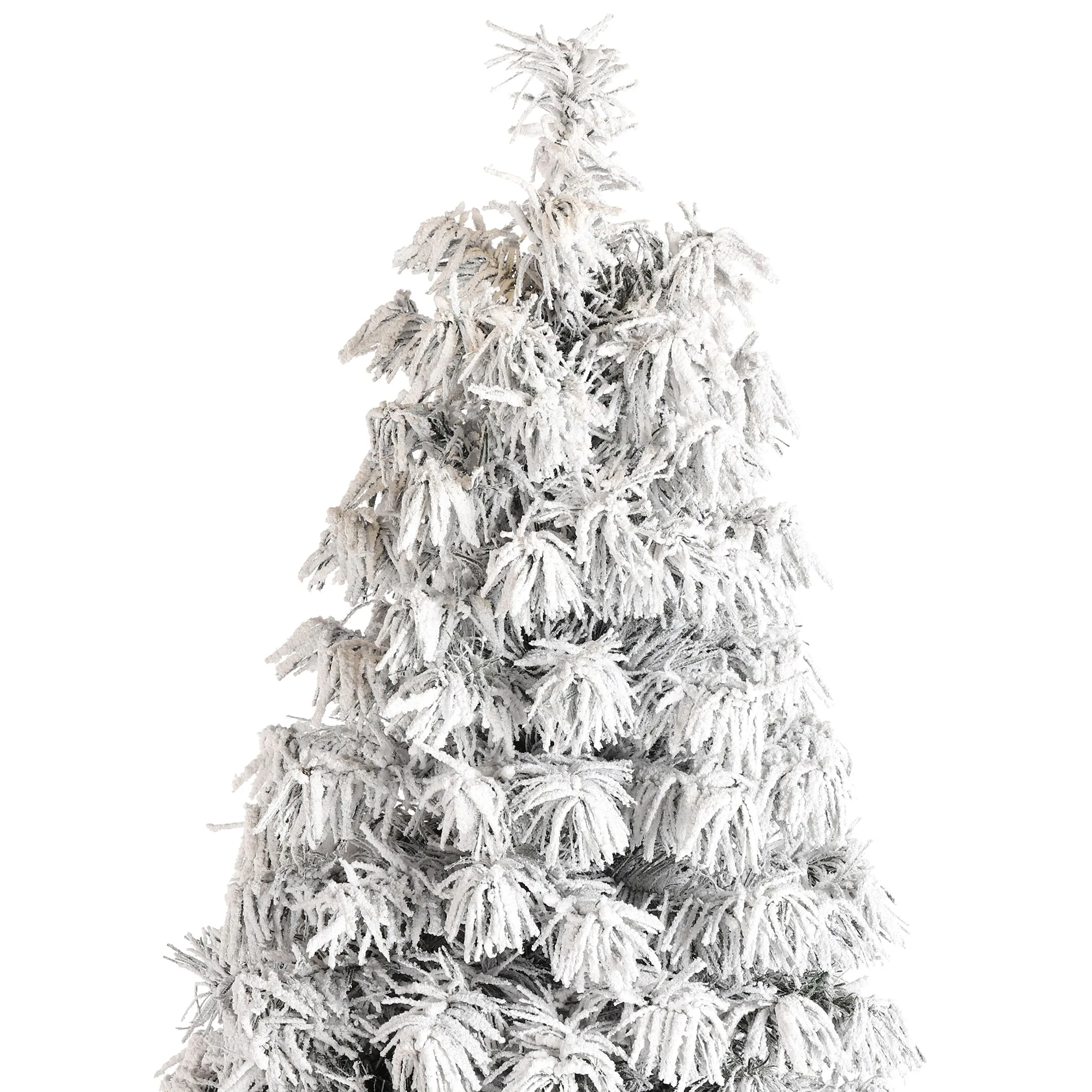 Glitzhome 7.5ft/9ft Pre-Lit Flocked Full Spruce Artificial Christmas Tree with C3 Lights Foot Switch