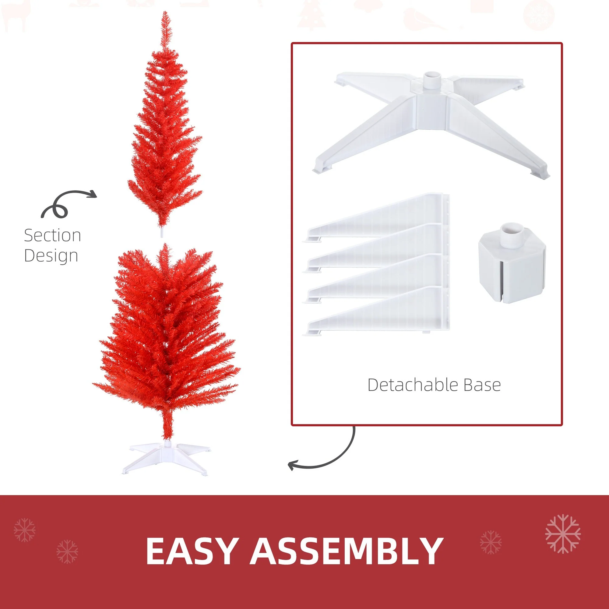 Artificial Pencil Christmas Tree 5ft, Compact Design for Small Spaces and Easy Setup