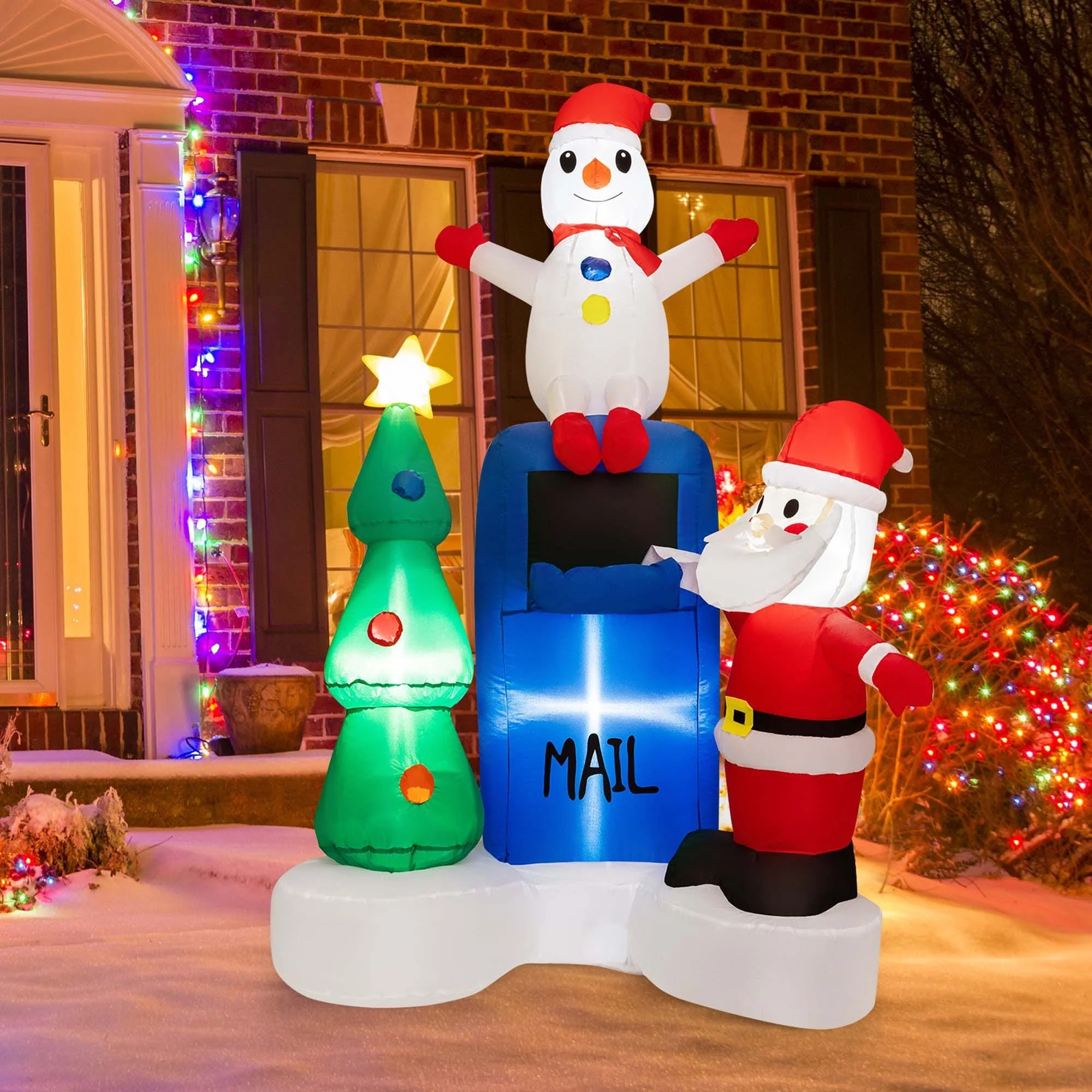 Costway 6FT Inflatable Christmas Lighted Mailbox Santa Claus Snowman - See Details
