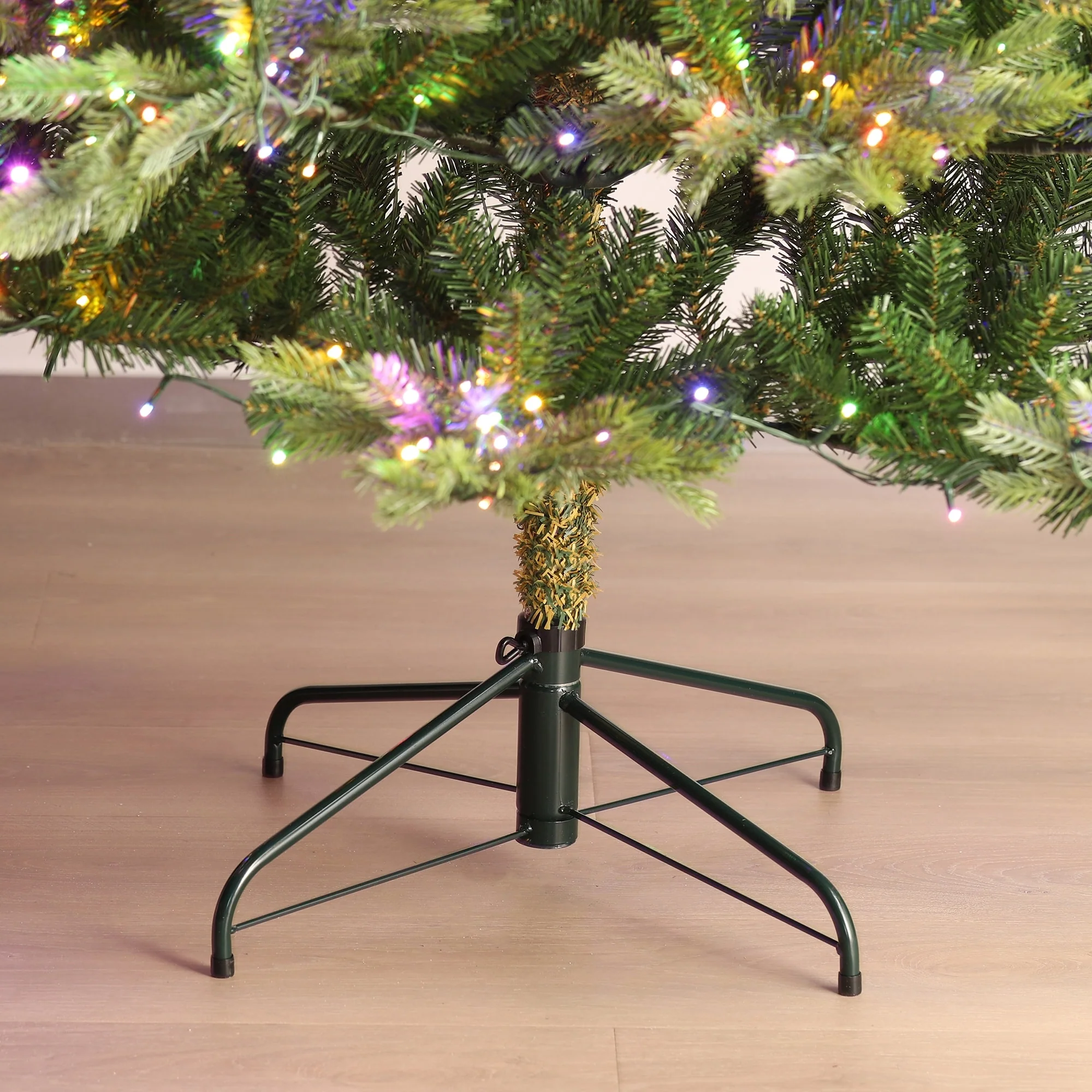 Glitzhome 7.5ft/9ft Pre-Lit Full Fir Artificial Christmas Tree w/Foot Pedal & Remote Control Simple Setup