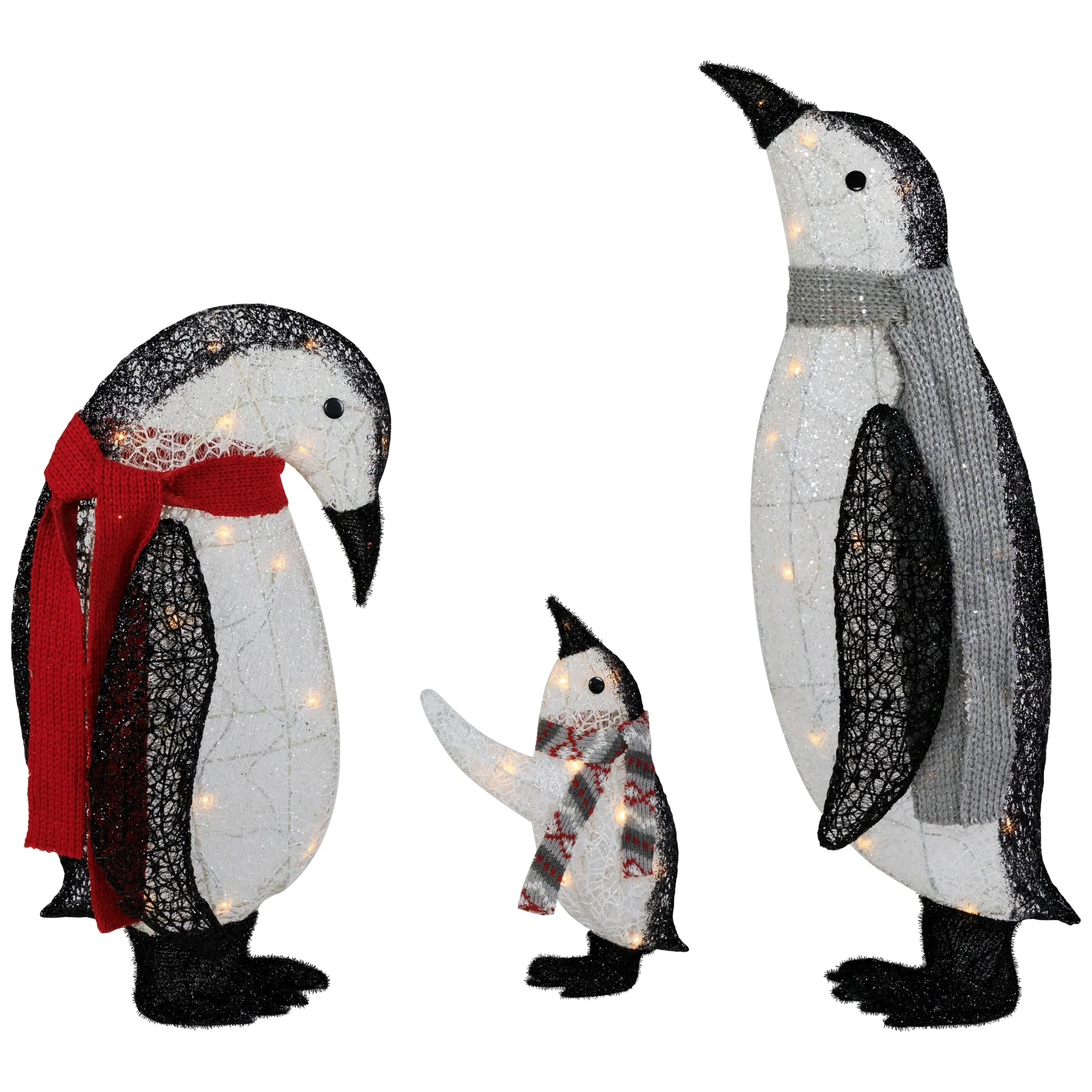 3D Lighted Winter Penguin Family Outdoor Christmas Yard Decoration - 31.5