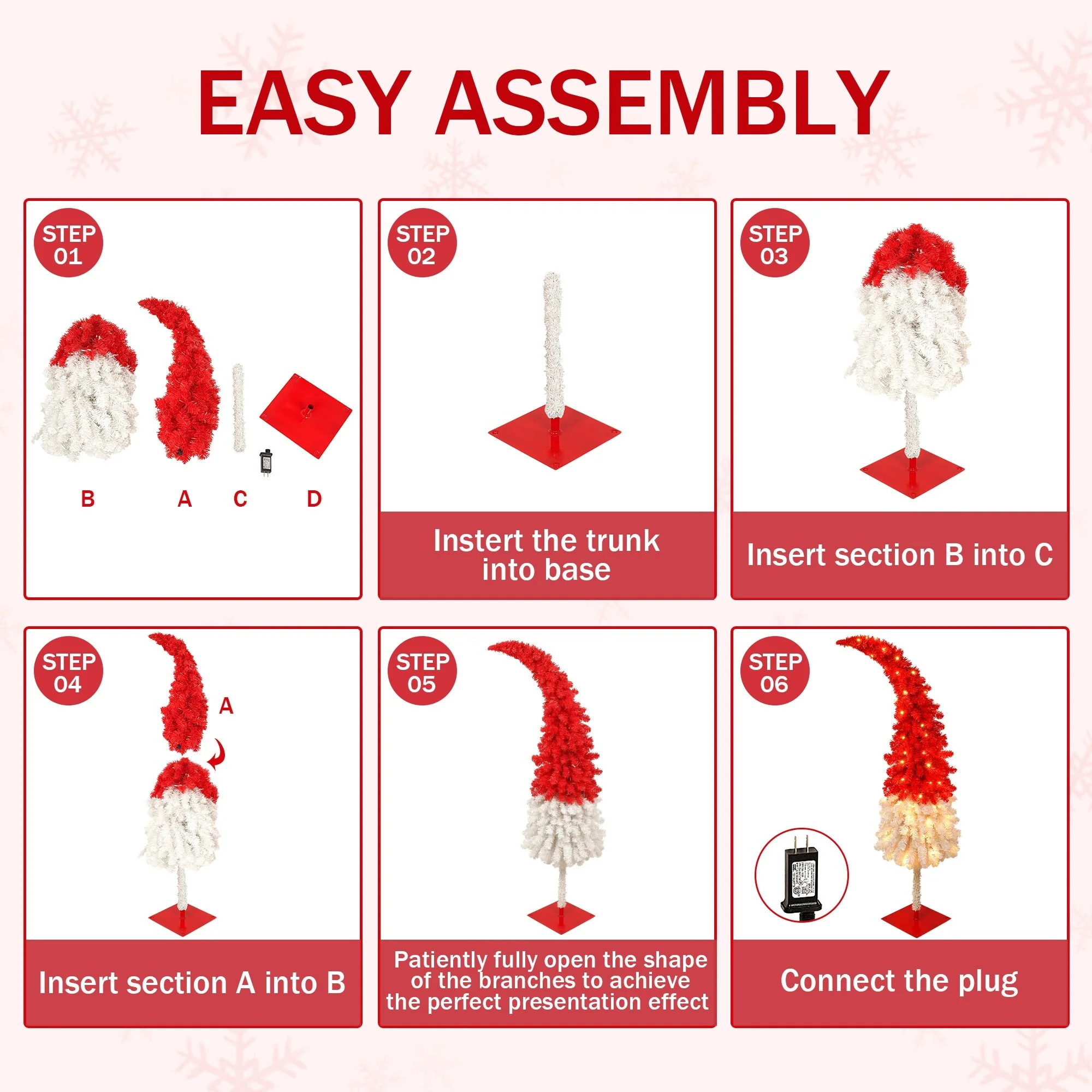 5FT Santa Hat Style Christmas Tree with LED Lights and 400 Branches