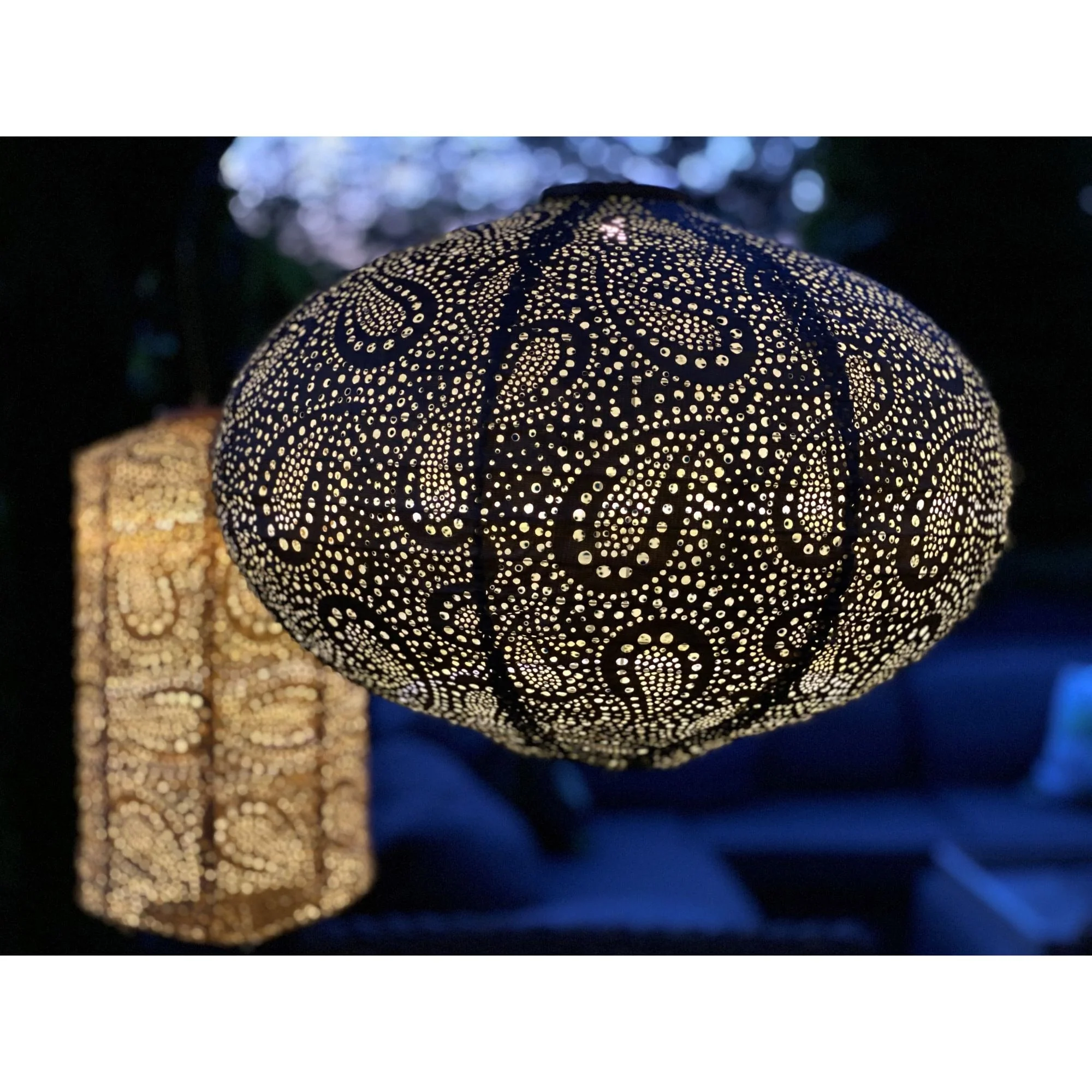 Oval Paisley LED Lighted Bazaar Lantern - 16.5