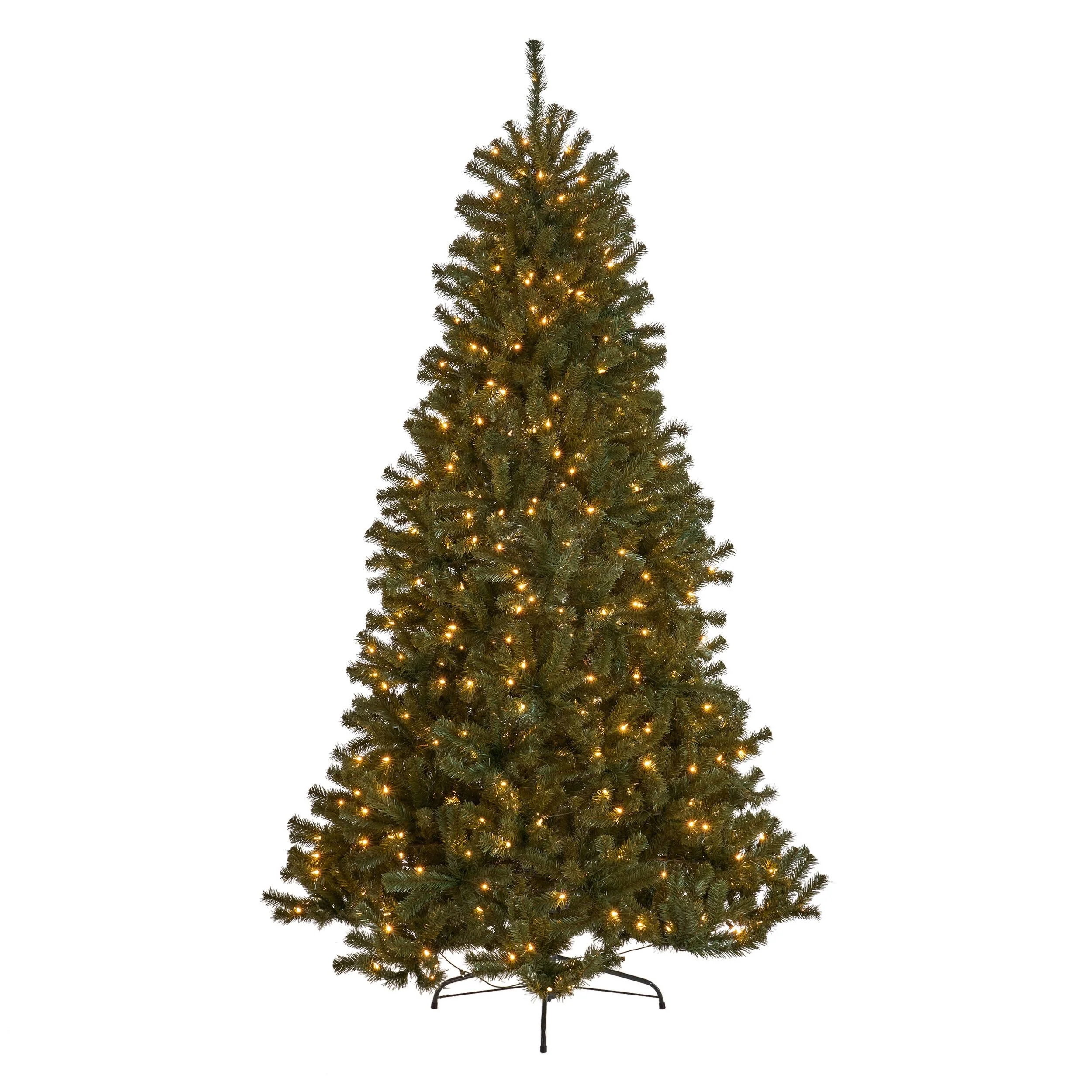 7FT Noble Hinged Christmas Tree with 500 UL-Certified Clear Lights, 1110 Tips, Easy Assembly, and Iron Stand, 48