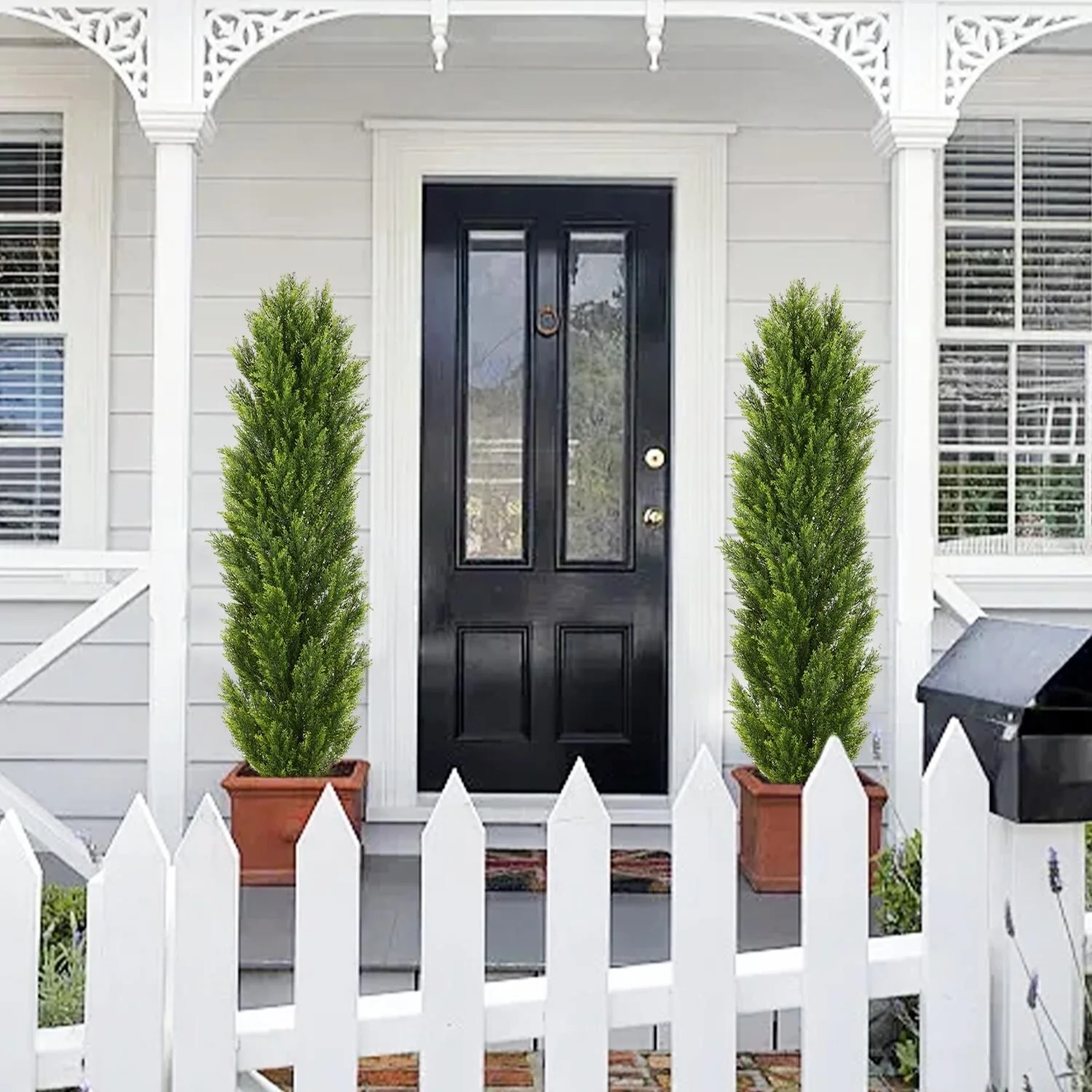 2pcs Set Faux Boxwood Pine & Cypress Greenery - Christmas-style Artificial Plants