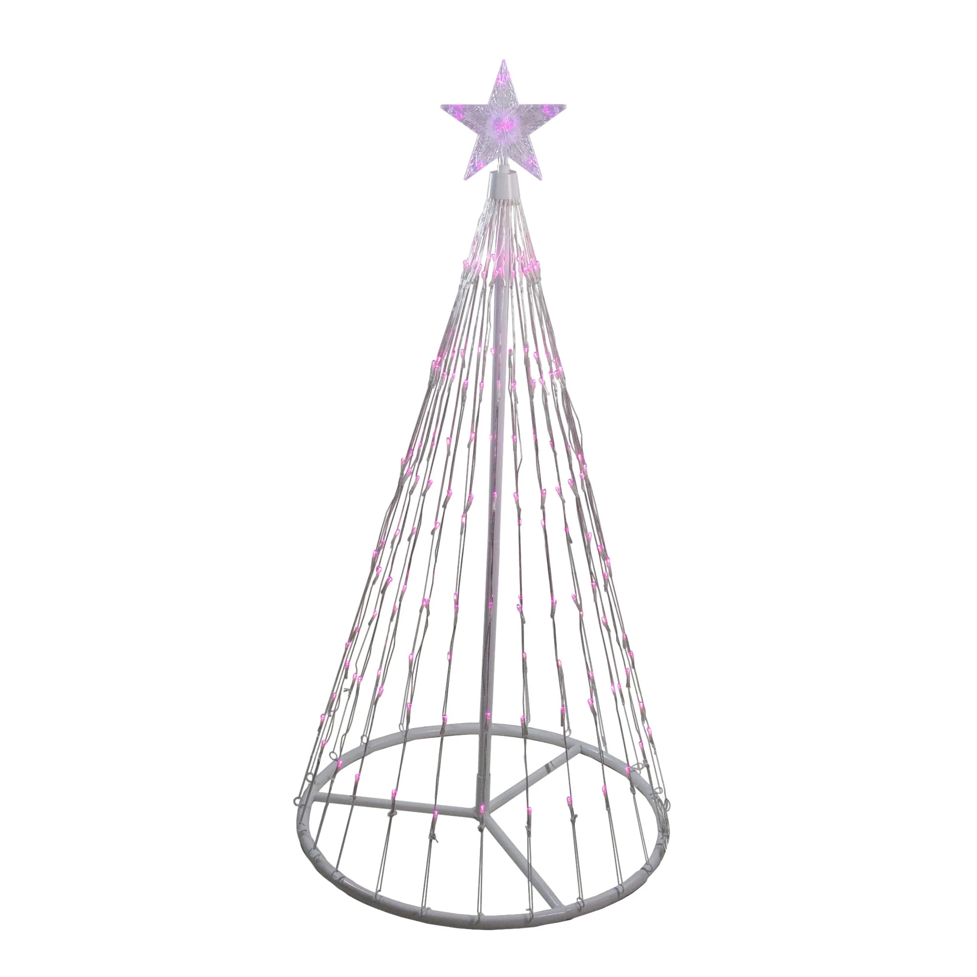 LED Lighted Show Cone Christmas Tree Outdoor Decoration - 4' - Pink - White