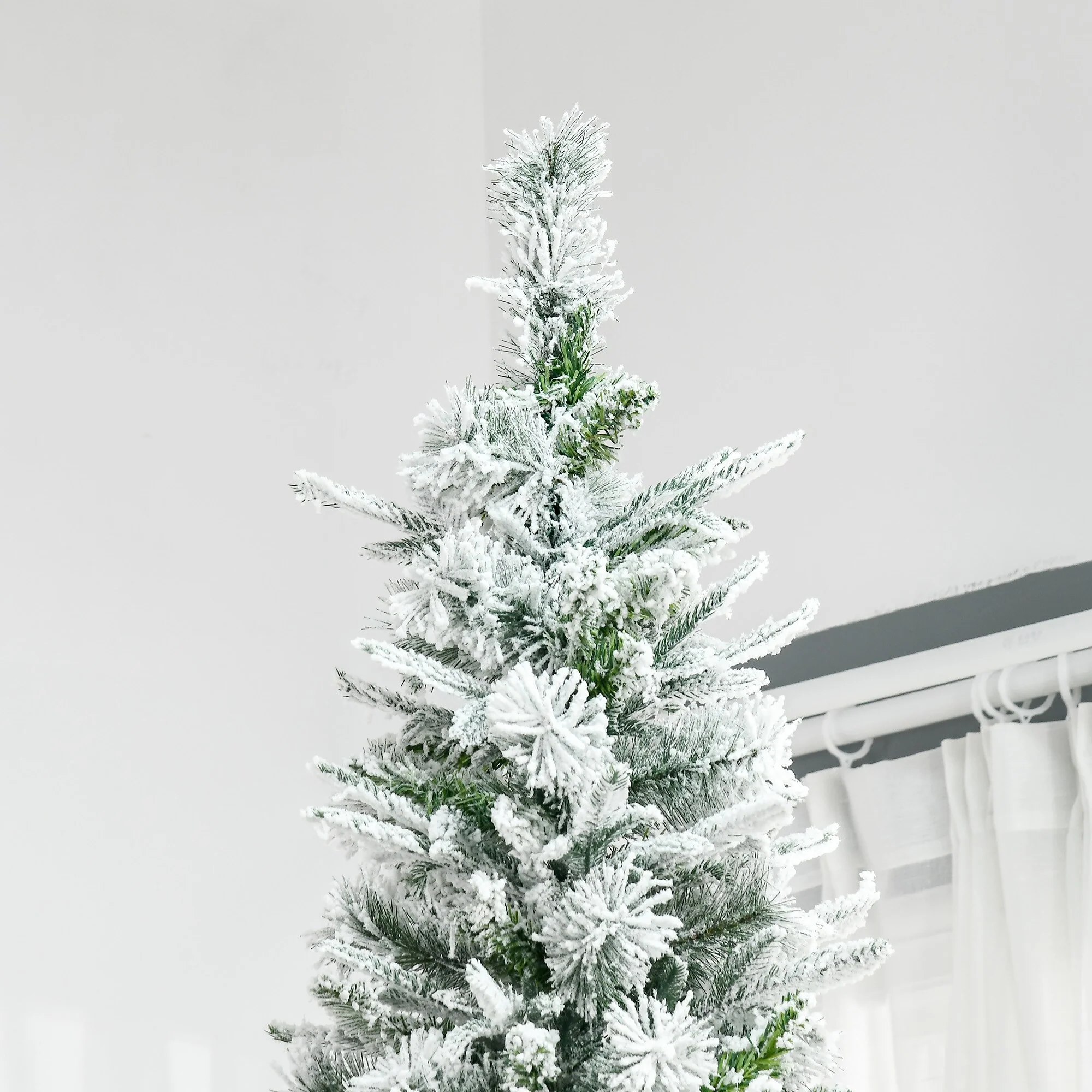 9-Foot Unlit Snow Flocked Artificial Christmas Tree with 1159 Branch Tips, Perfect for Holiday Decor