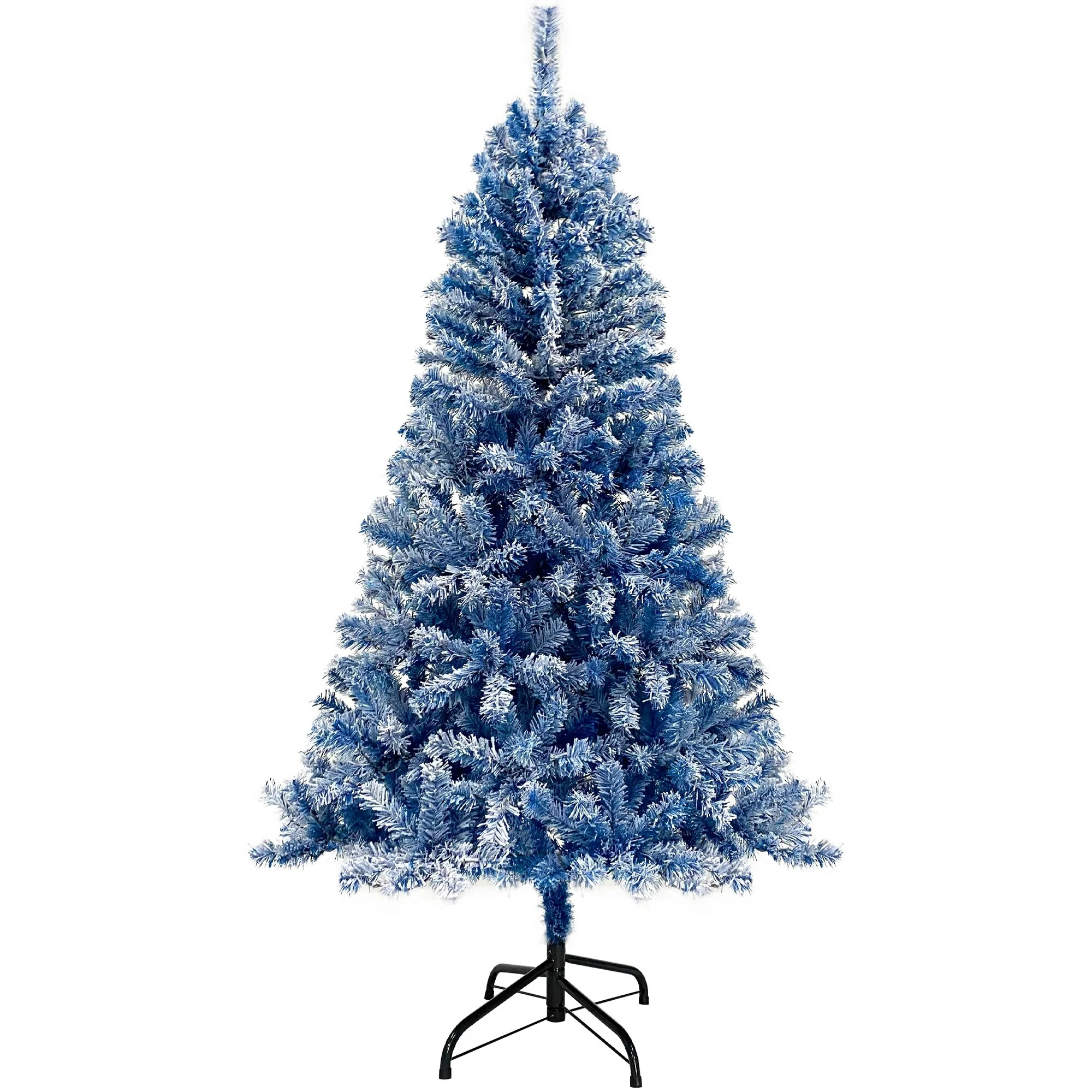 6FT Pre-Lit Hinged Artificial Fir Christmas Tree with Snow Flocked Branches, 750 Tips, and 300 Warm LED Lights
