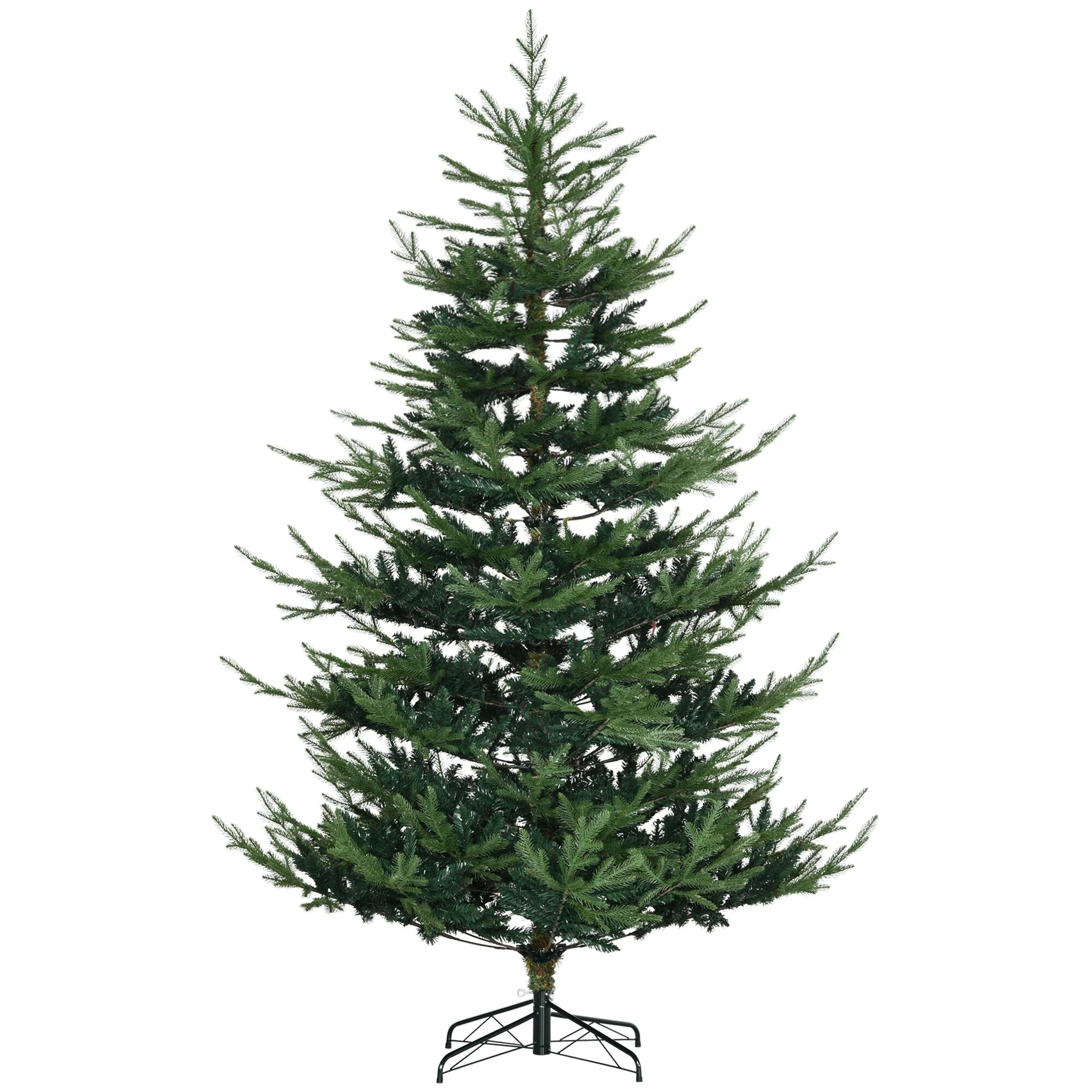 Unlit 6/7.5/9 Ft Pine Artificial Christmas Tree, Hinged Branches, Realistic Look with Steel Base, Auto Open Setup