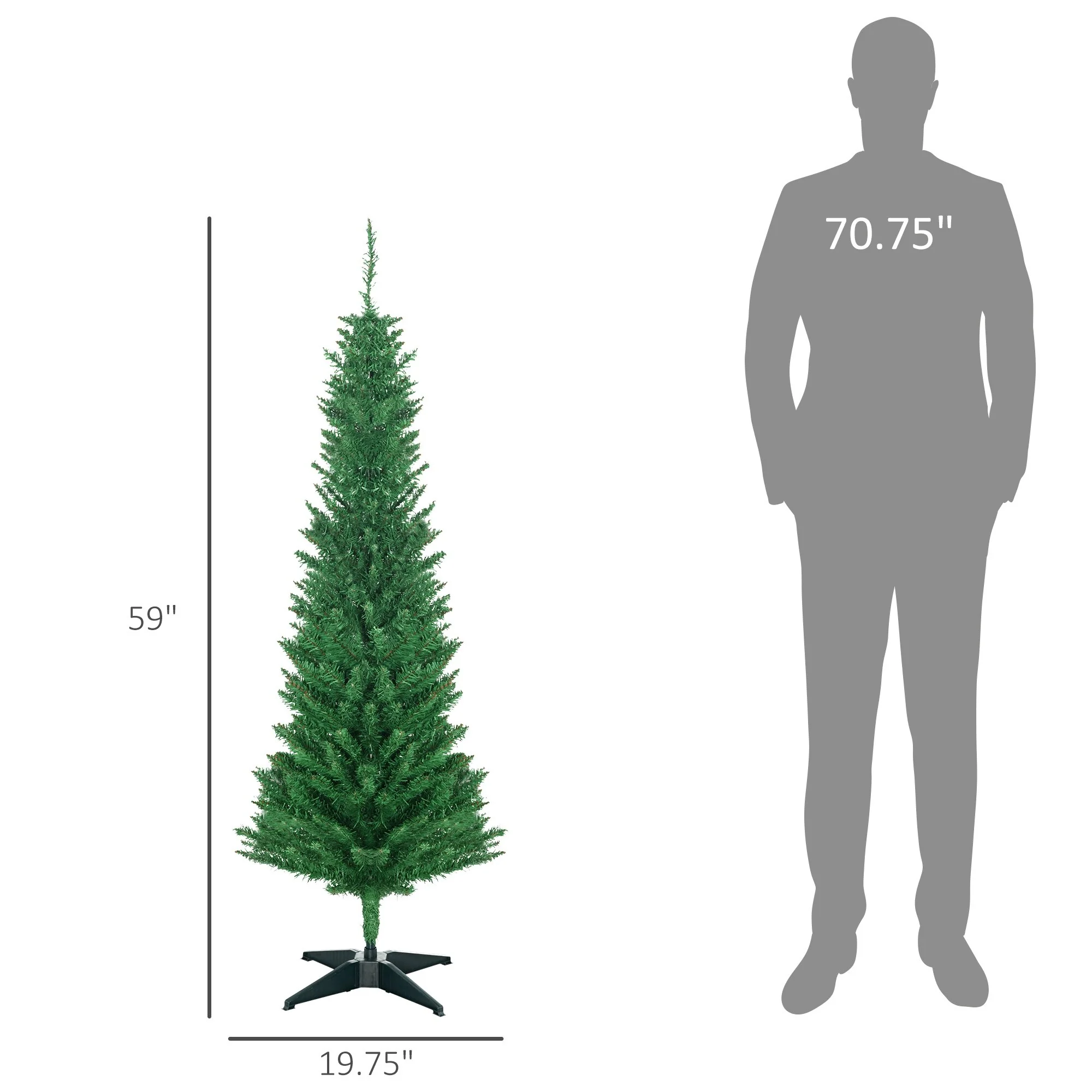 Unlit 5FT/6FT/7FT Slim Pencil Christmas Tree with Realistic Tips and Easy-Assembly Stand, Perfect for Small Spaces