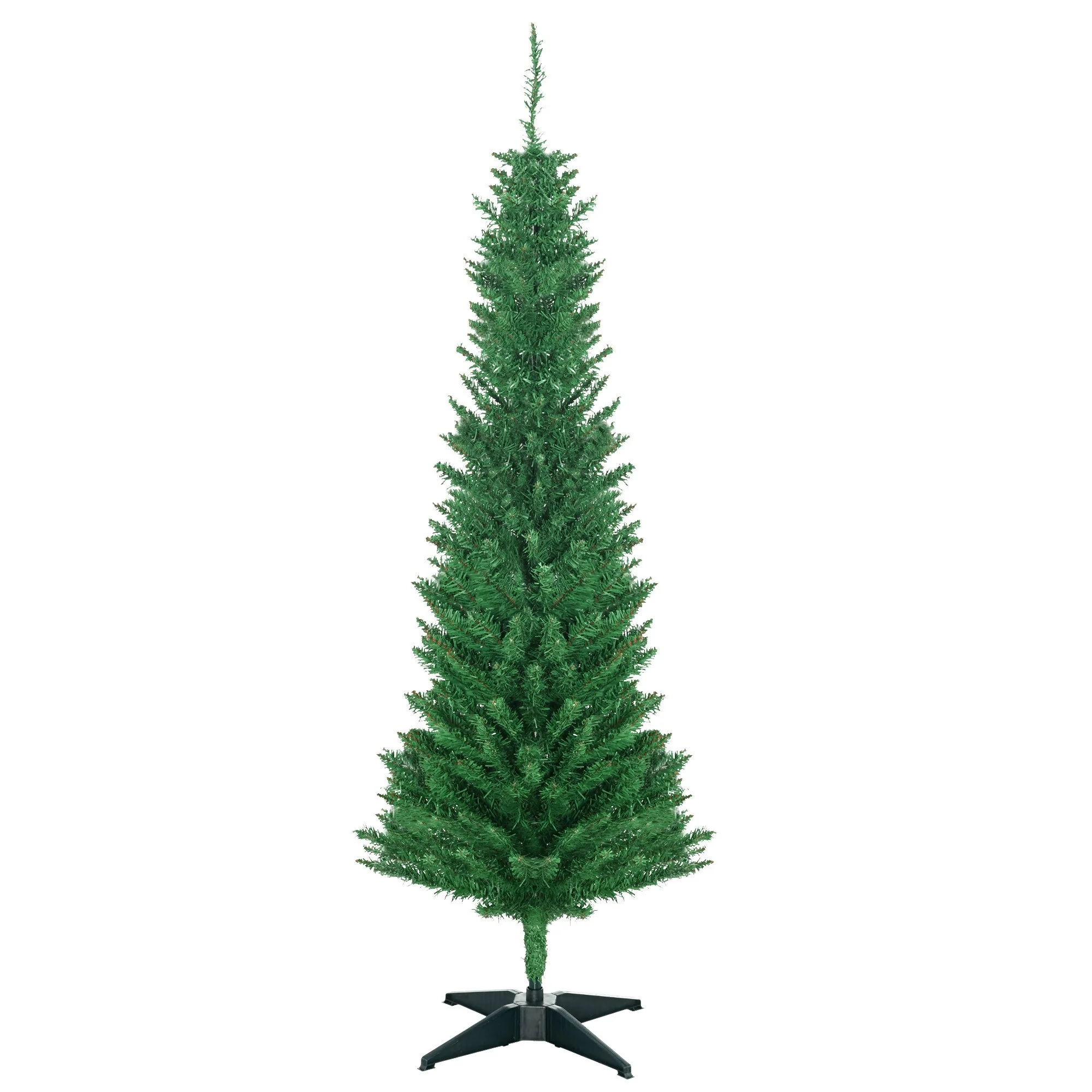 Unlit 5FT/6FT/7FT Slim Pencil Christmas Tree with Realistic Tips and Easy-Assembly Stand, Perfect for Small Spaces