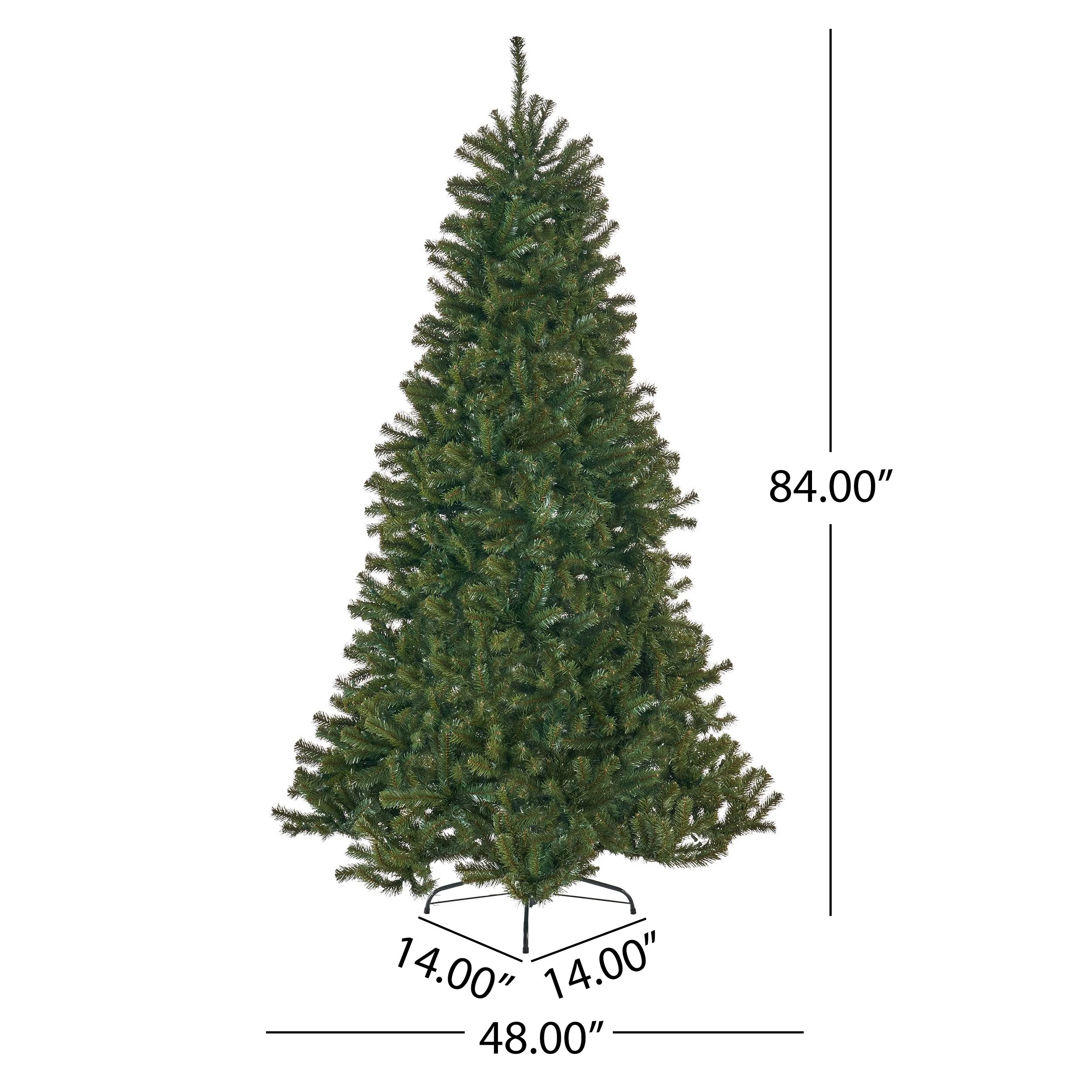 7FT Noble Hinged Christmas Tree with 500 UL-Certified Clear Lights, 1110 Tips, Easy Assembly, and Iron Stand, 48