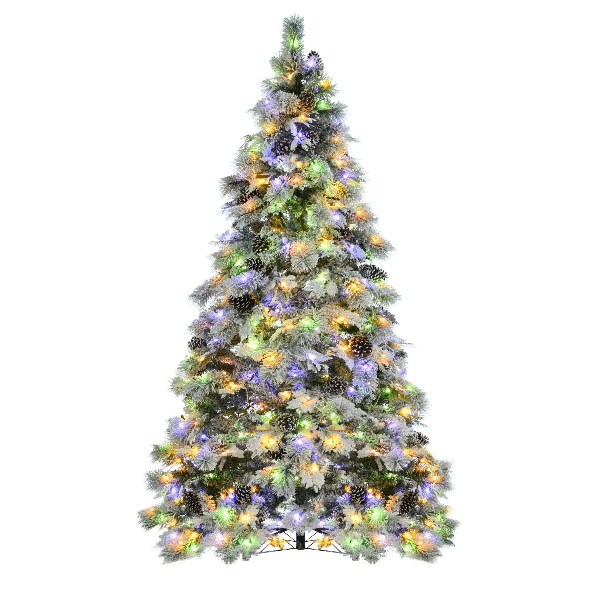 7.5FT Snow Flocked Tree with 745 Branch Tips, LED Lights and Flashing Modes