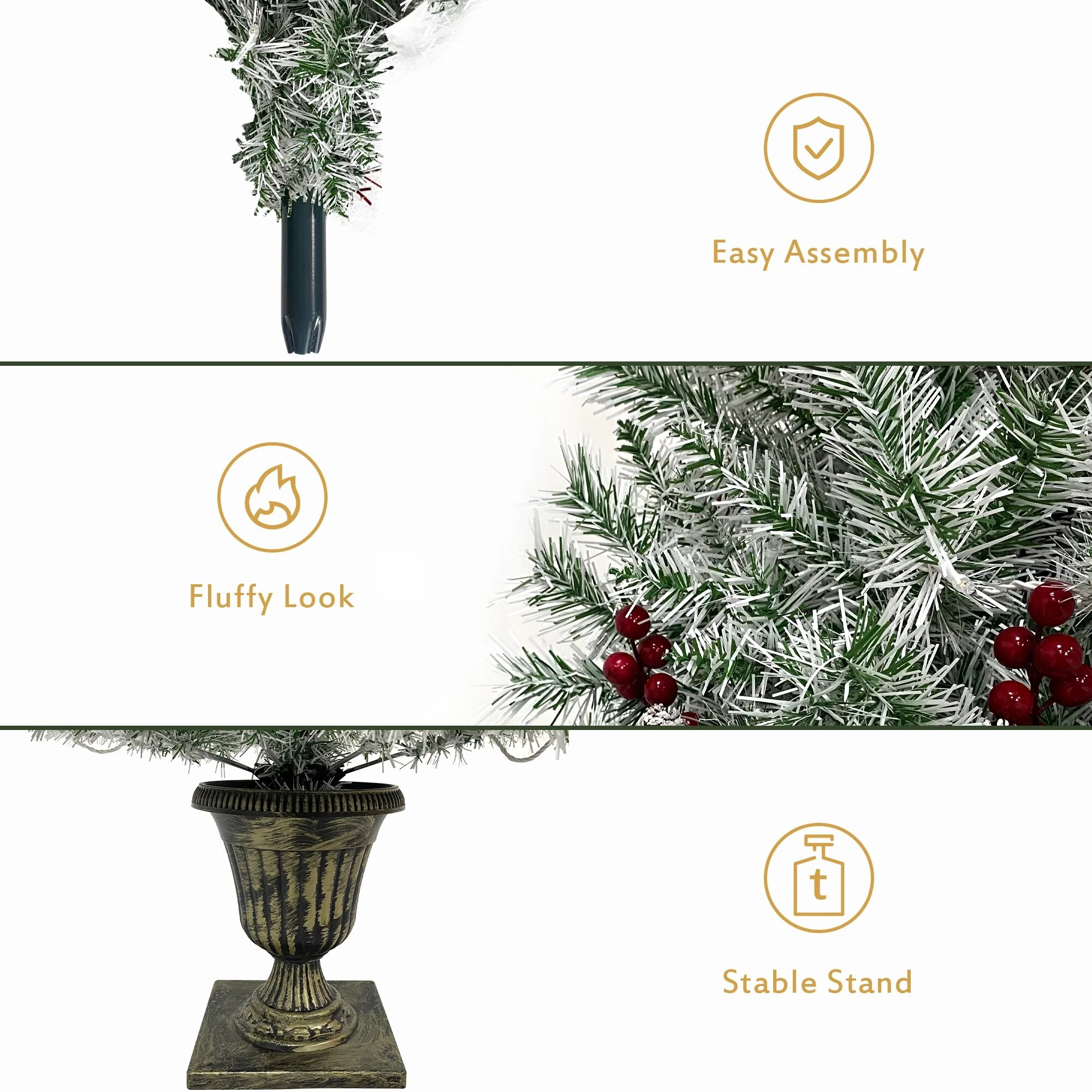 Pre-Lit 4-Piece Holiday Christmas Set - Entrance Trees, Garland, and Wreath with 340 Warm LEDs