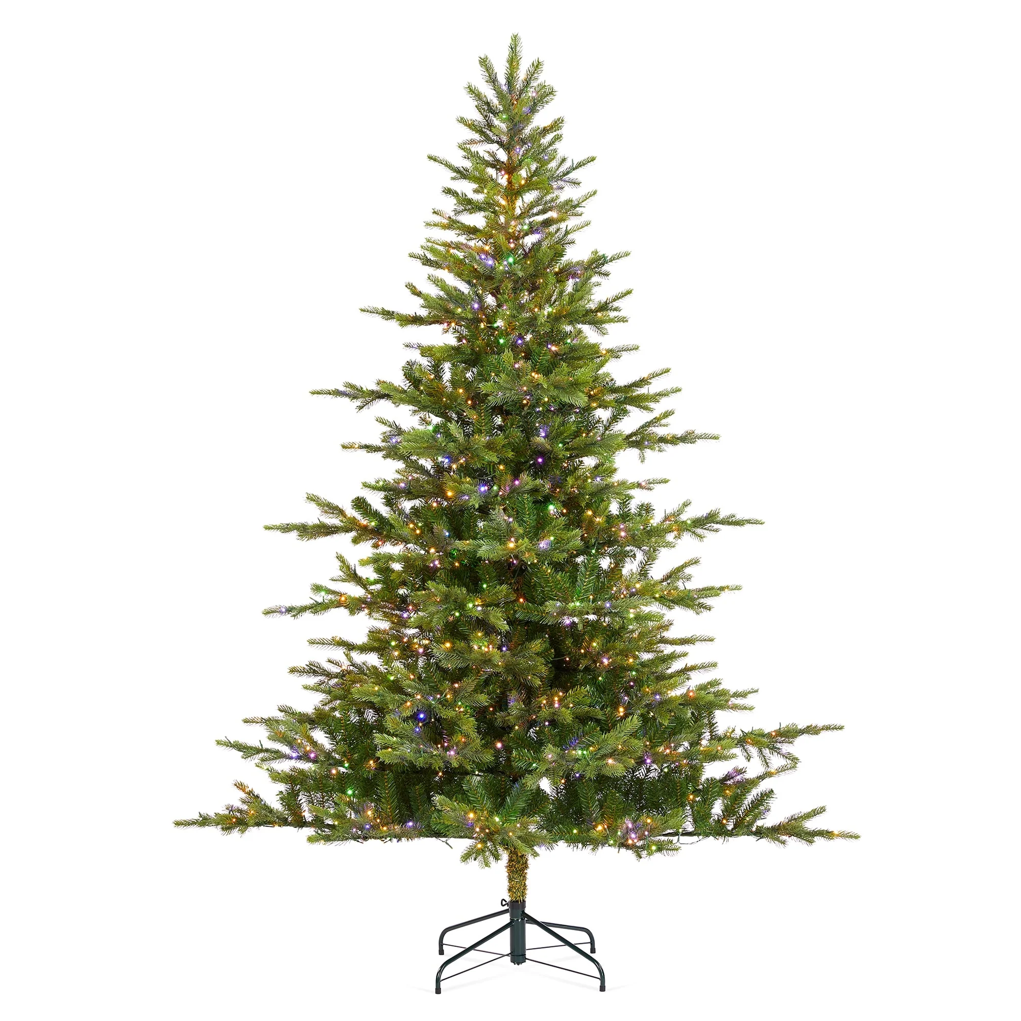 Glitzhome 7.5ft/9ft Pre-Lit Full Fir Artificial Christmas Tree w/Foot Pedal & Remote Control Simple Setup