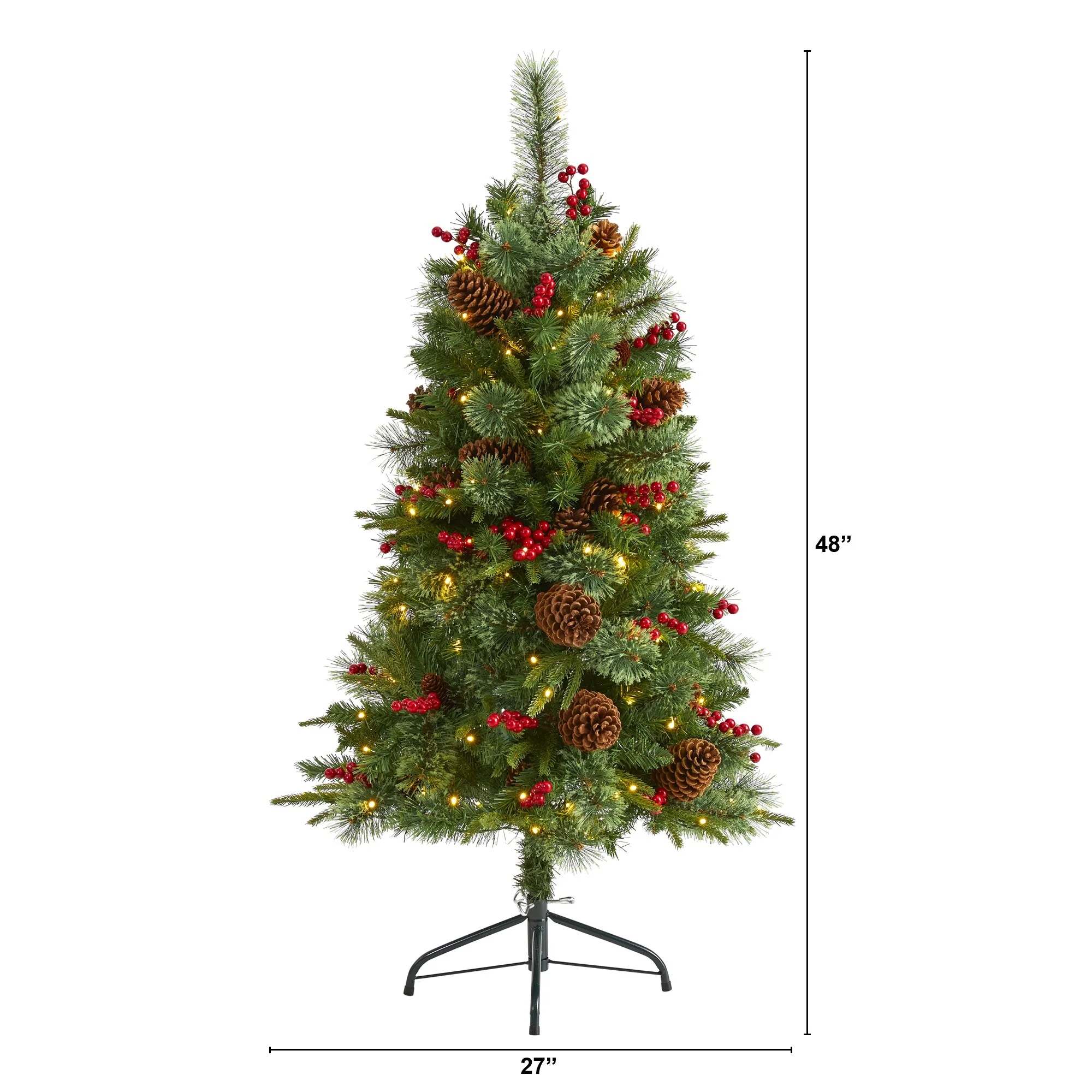 4’ Norway Cone Berry Pine Artificial Christmas Tree Clear LED - 3 Foot