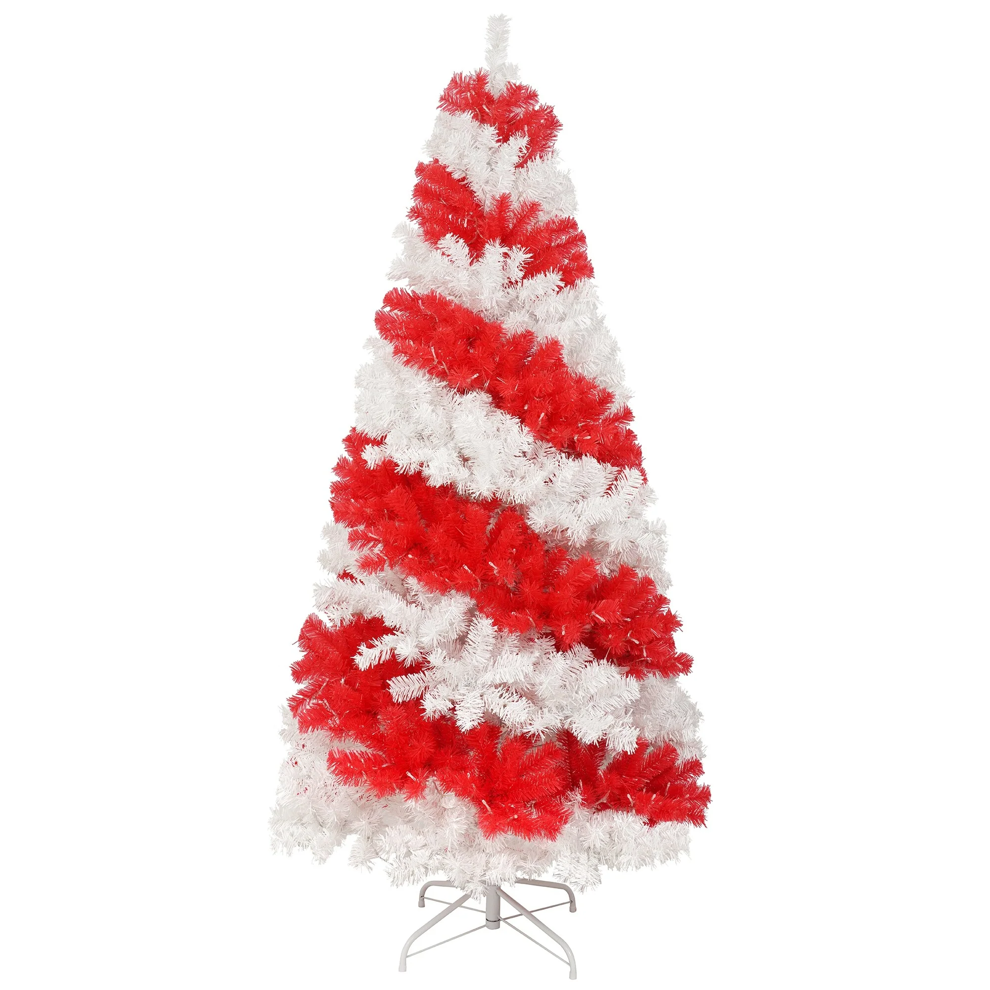 Pre-Lit 6ft Artificial Christmas Tree, Candy Cane Design with 904 Branches and Warm LEDs