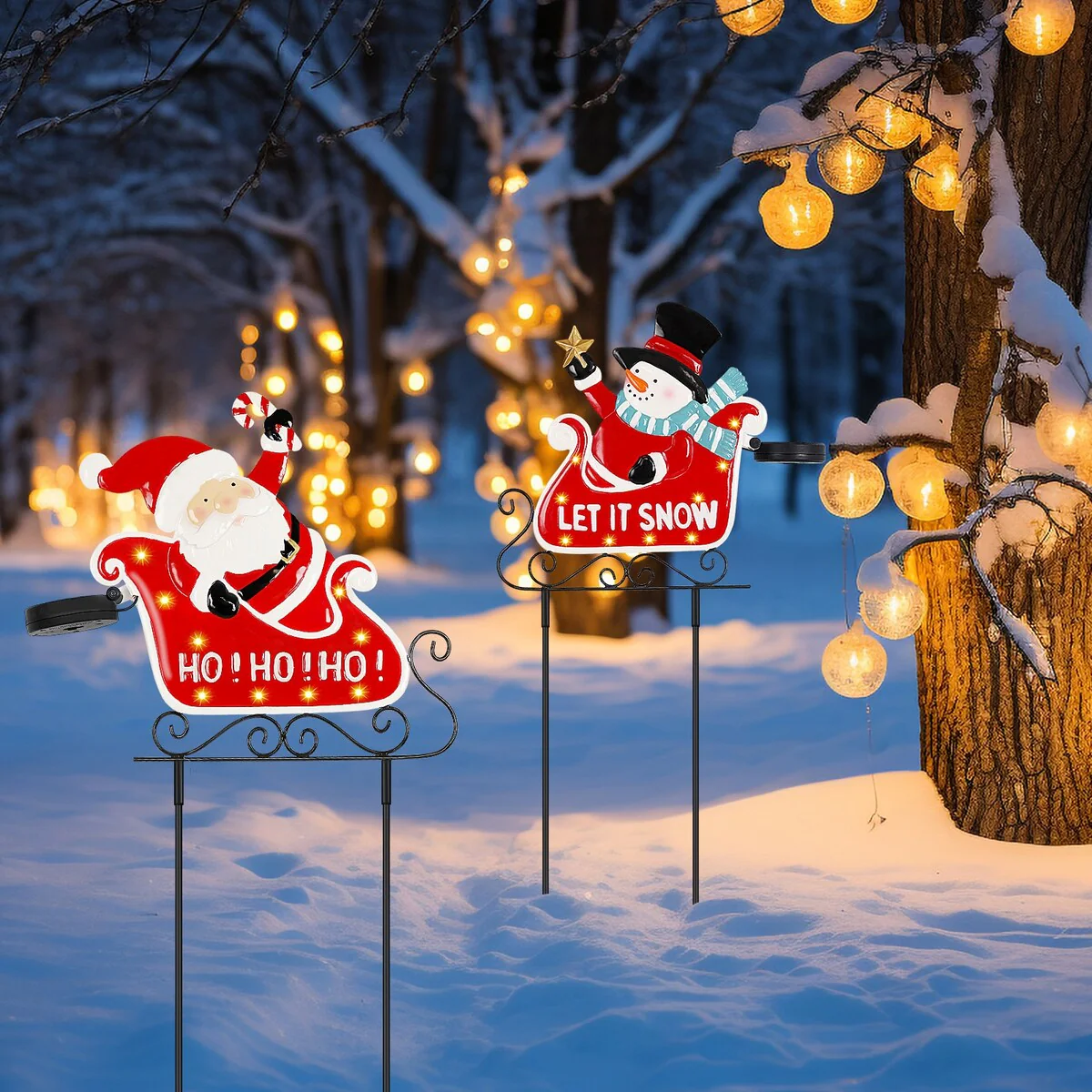 Outdoor Christmas Decoration 2 Pack Garden Stakes