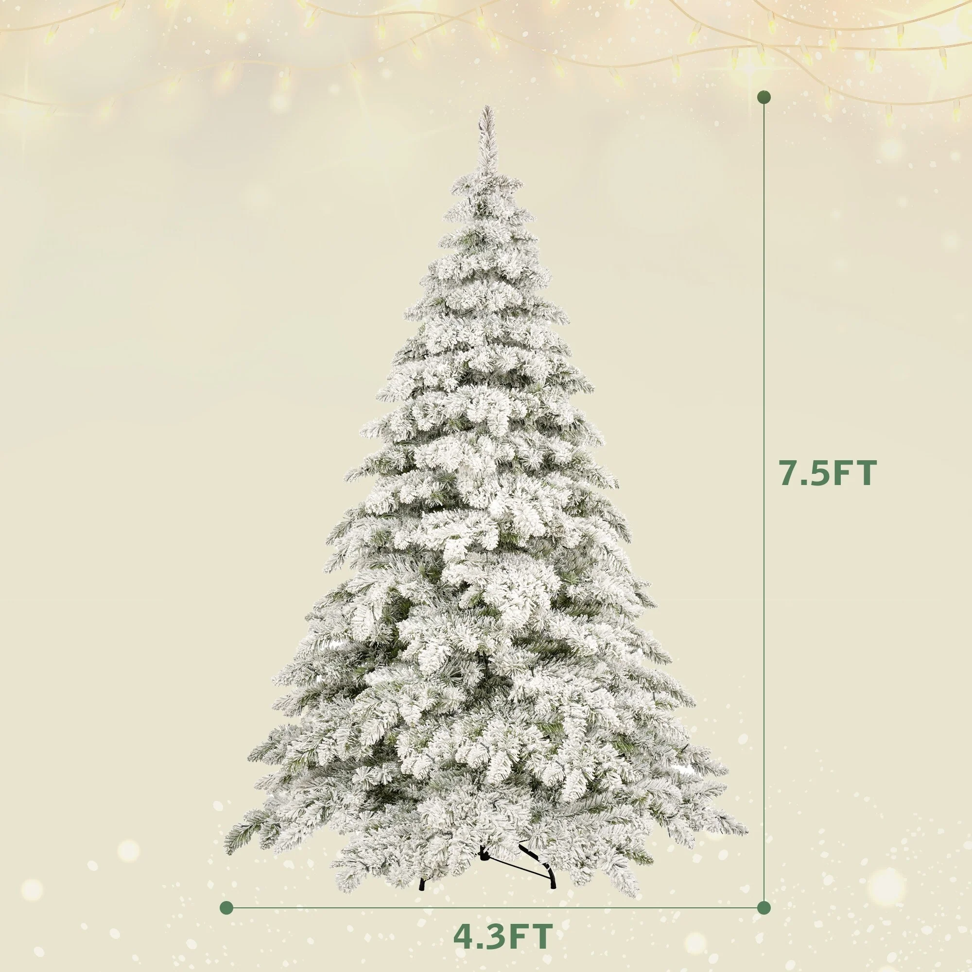 Flocked 7.5ft Christmas Tree with 400 LED Lights and 1050 Bendable Branches