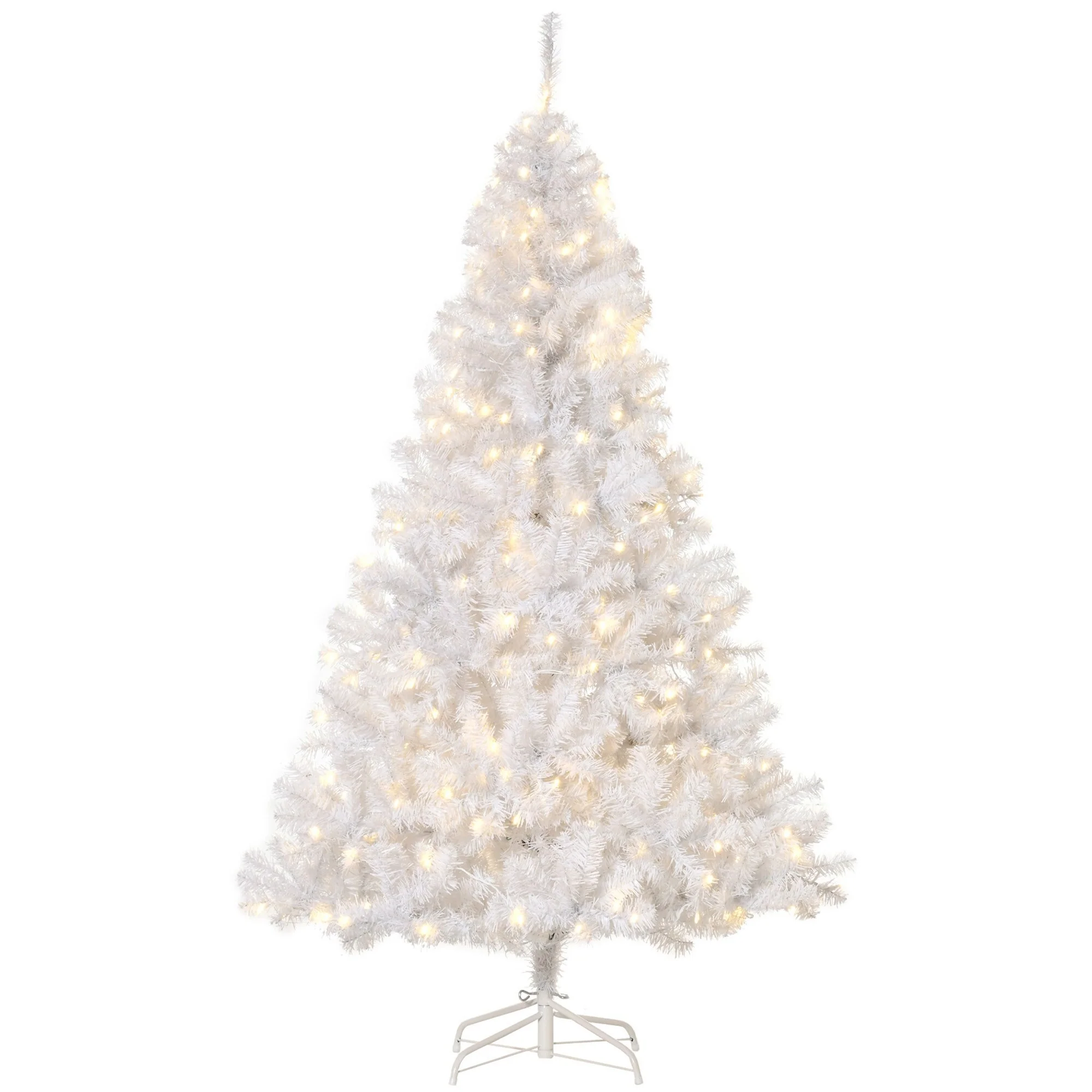 6ft Tall Artificial Douglas Fir Christmas Tree, 250 Warm White LED Lights, Dense 1000 Tips, Metal Stand for Secure Display