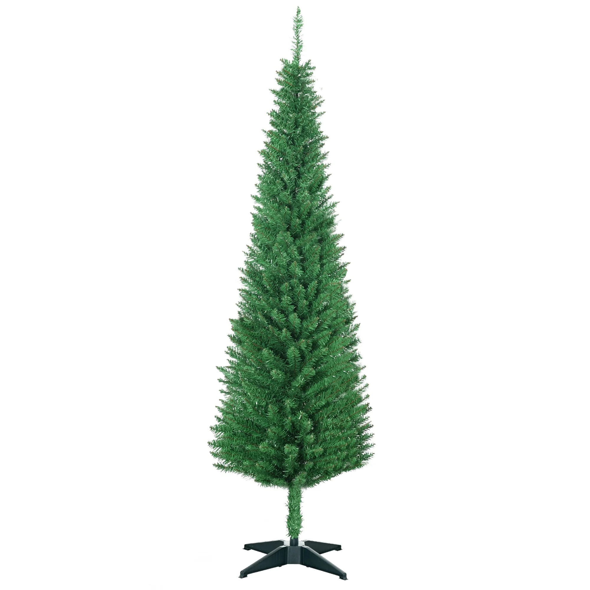 Unlit 5ft/6ft/7ft Slim Artificial Pencil Christmas Tree, Realistic Space-Saving Holiday Tree with Flame-Retardant Branches