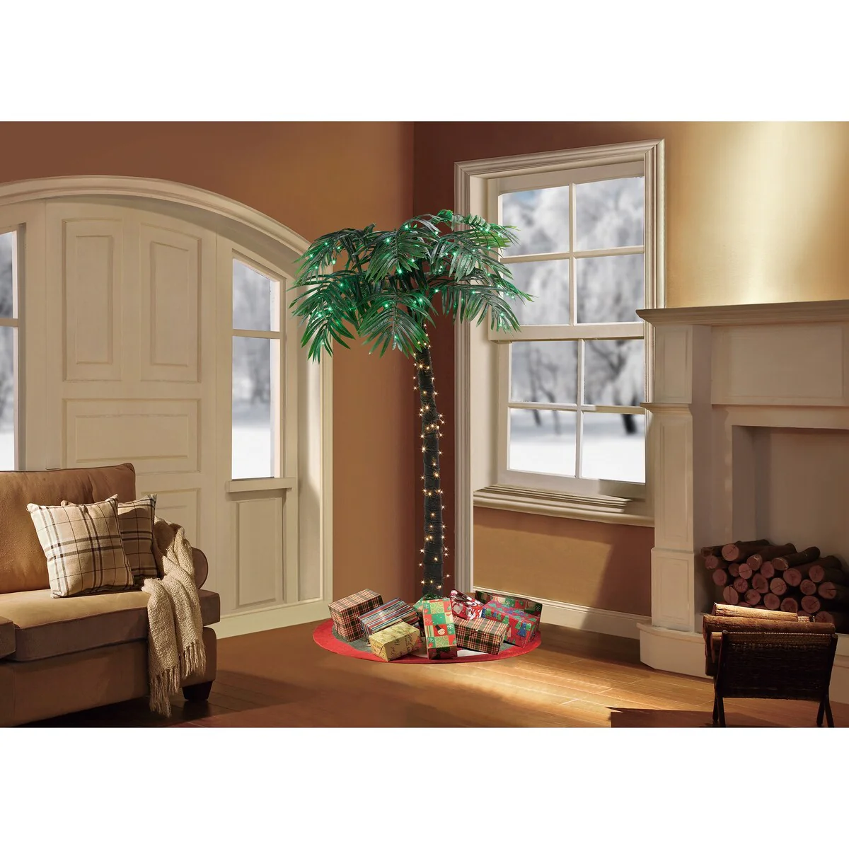 Puleo International 8' Pre-Lit Palm Tree