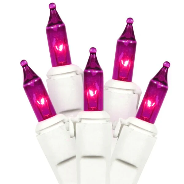 Set of 150 Heavy-Duty Purple Mini Christmas Lights - White Wire Connect 6