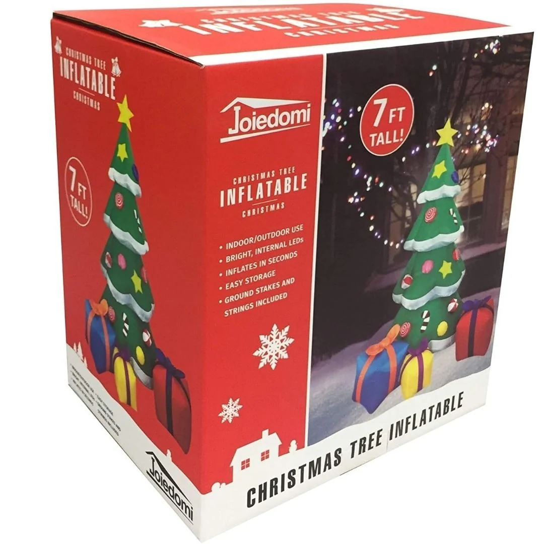 Joyfy 7ft Christmas Tree Inflatable with LED-lit Gift Boxes for Indoor/Outdoor Décor