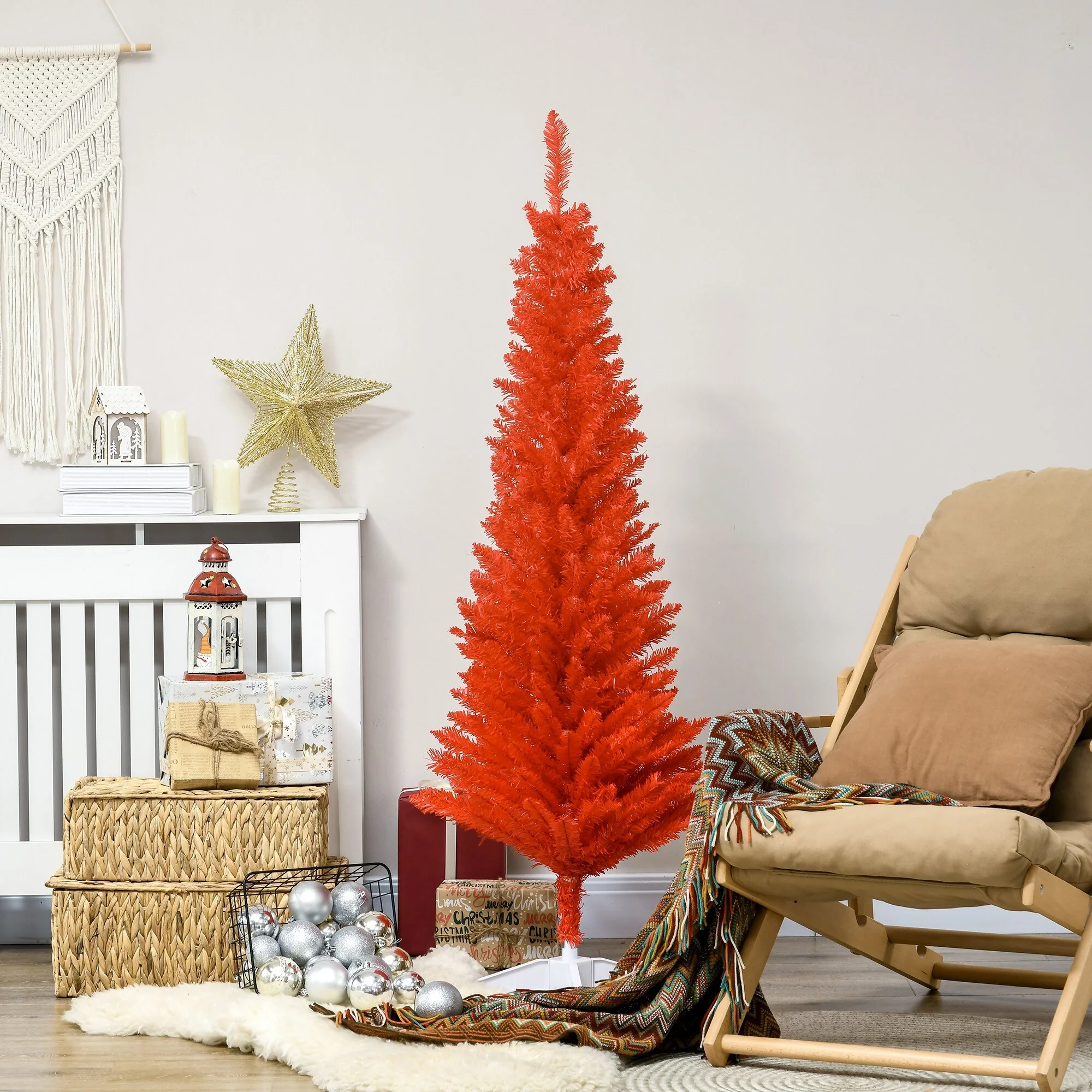 Artificial Pencil Christmas Tree 5ft, Compact Design for Small Spaces and Easy Setup