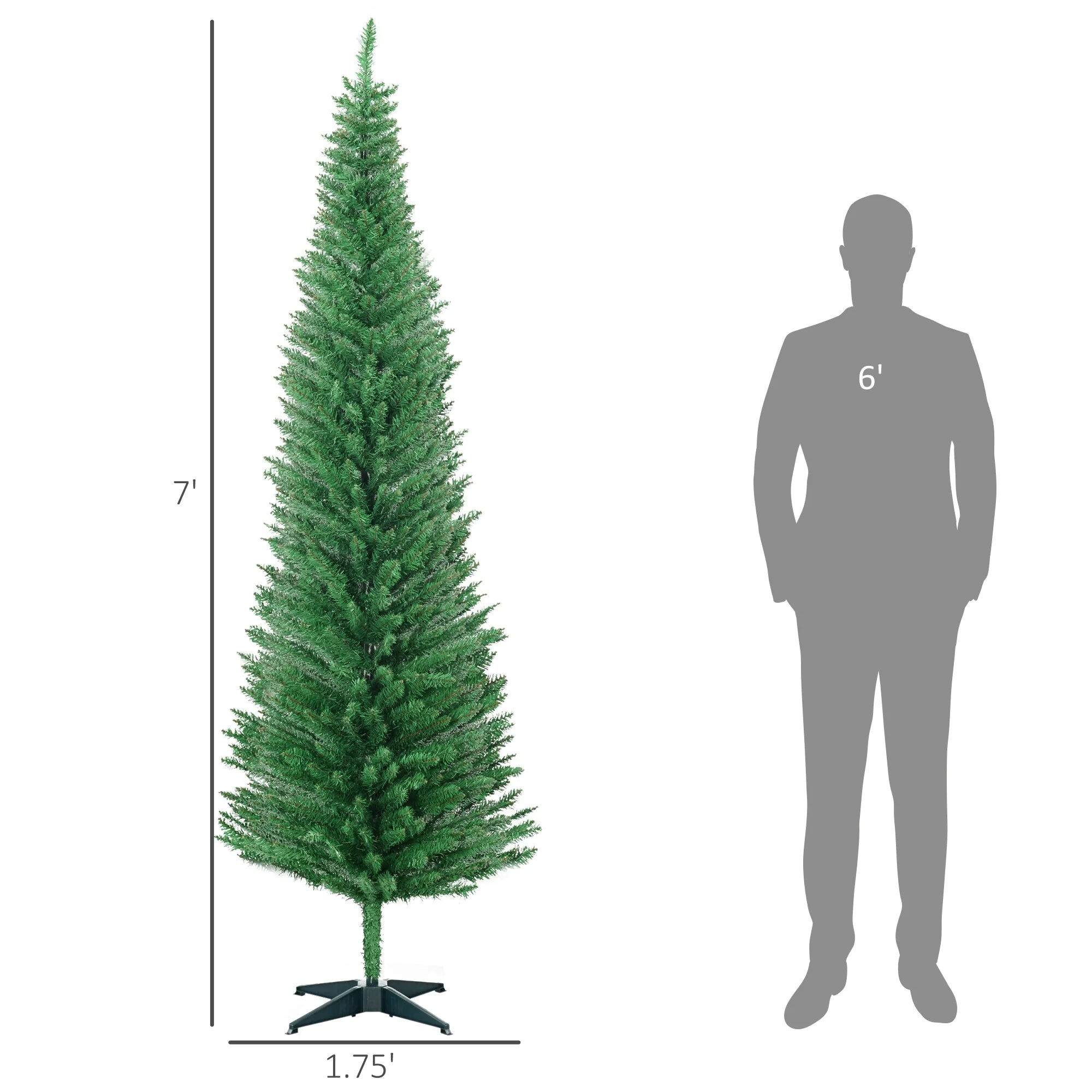 Unlit 5FT/6FT/7FT Slim Pencil Christmas Tree with Realistic Tips and Easy-Assembly Stand, Perfect for Small Spaces
