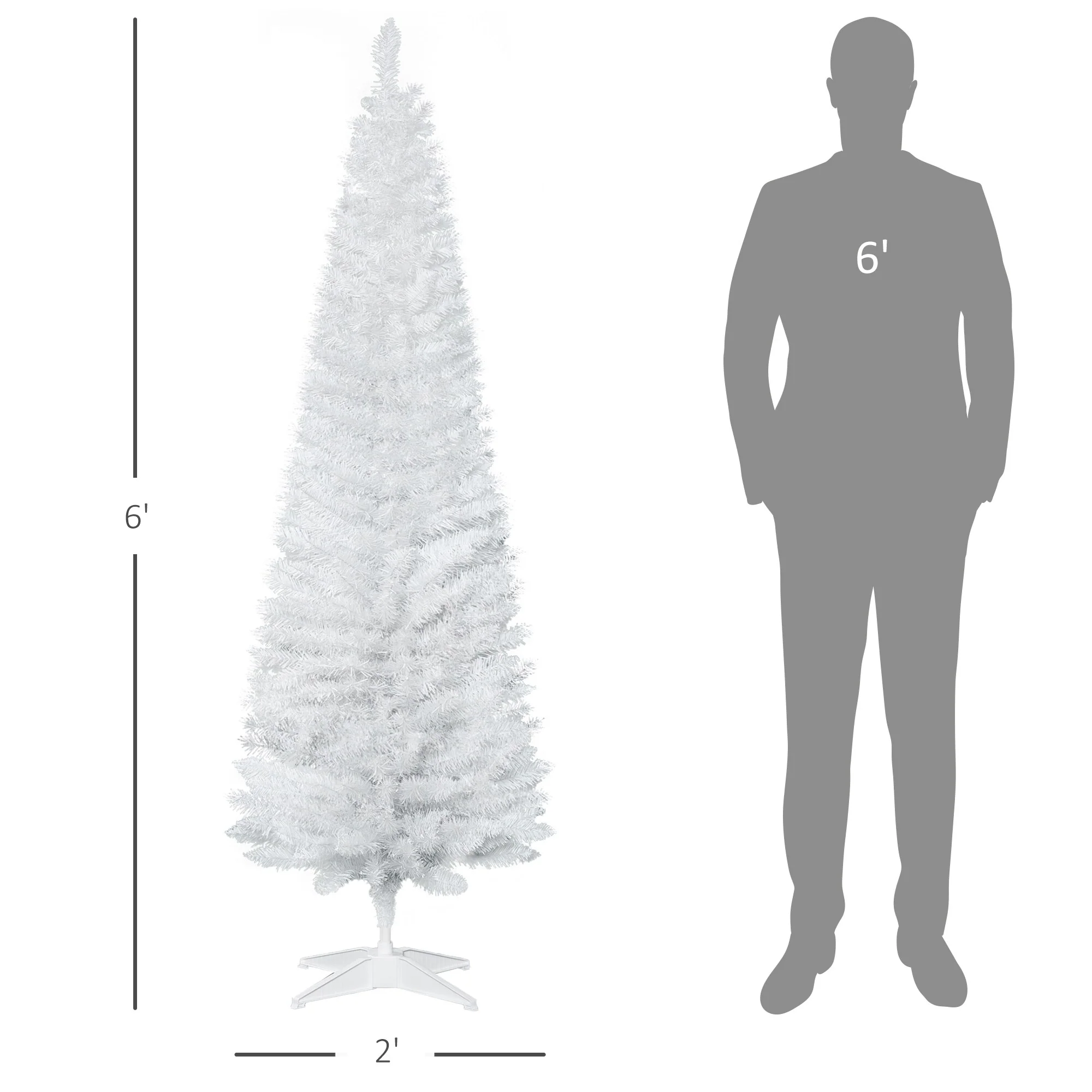 Slim 6FT/7FT Pencil Christmas Tree, Space-Saving Unlit Artificial Xmas Tree with Realistic Branches