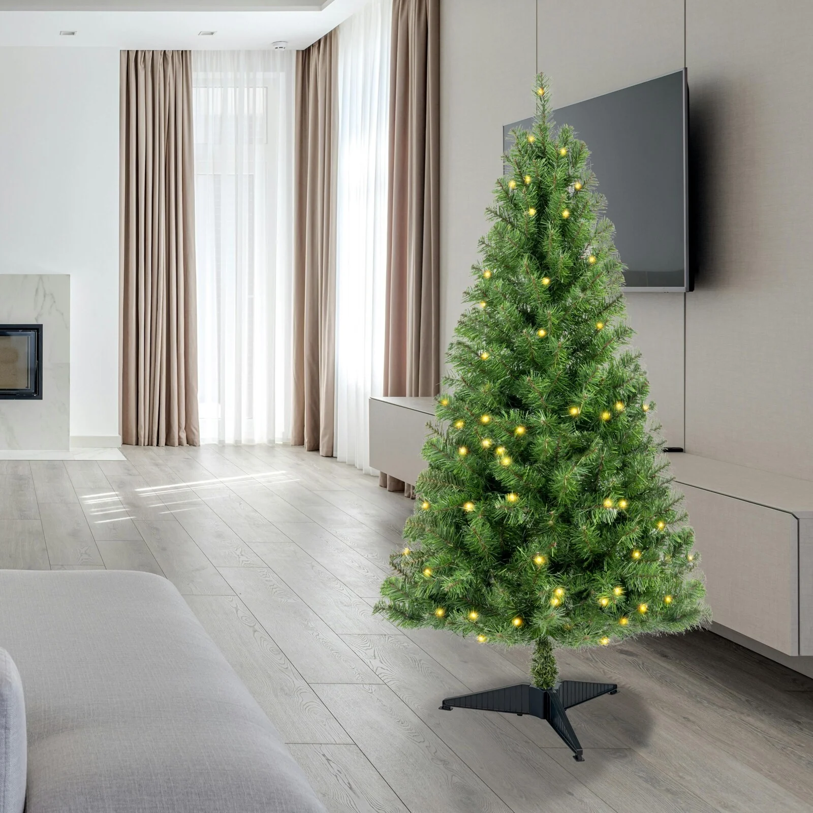 4FT Norwood Spruce Christmas Tree with Warm White LED Lights