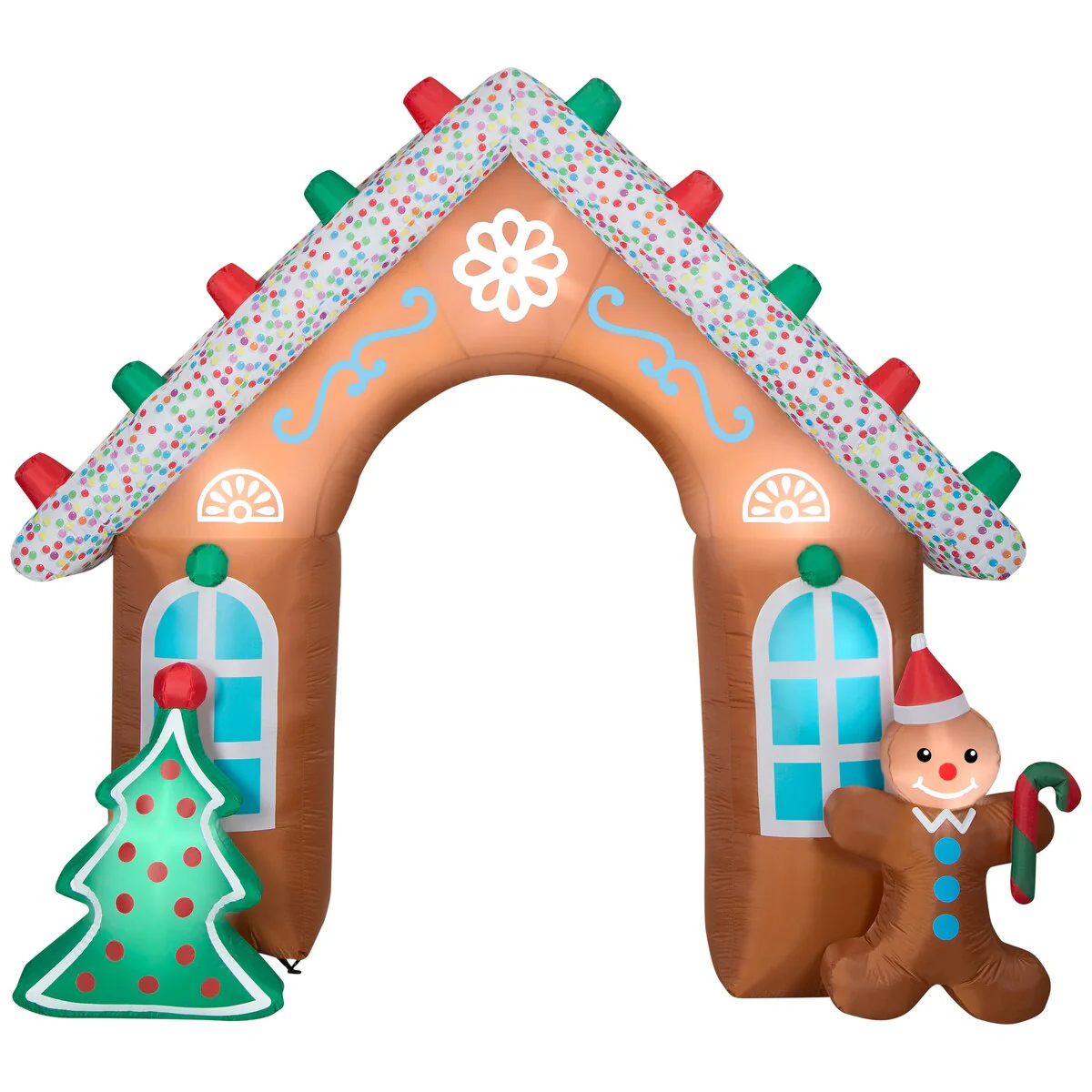 Gemmy Christmas Airblown Inflatable Gingerbread Archway, 8.5 ft Tall, Multi