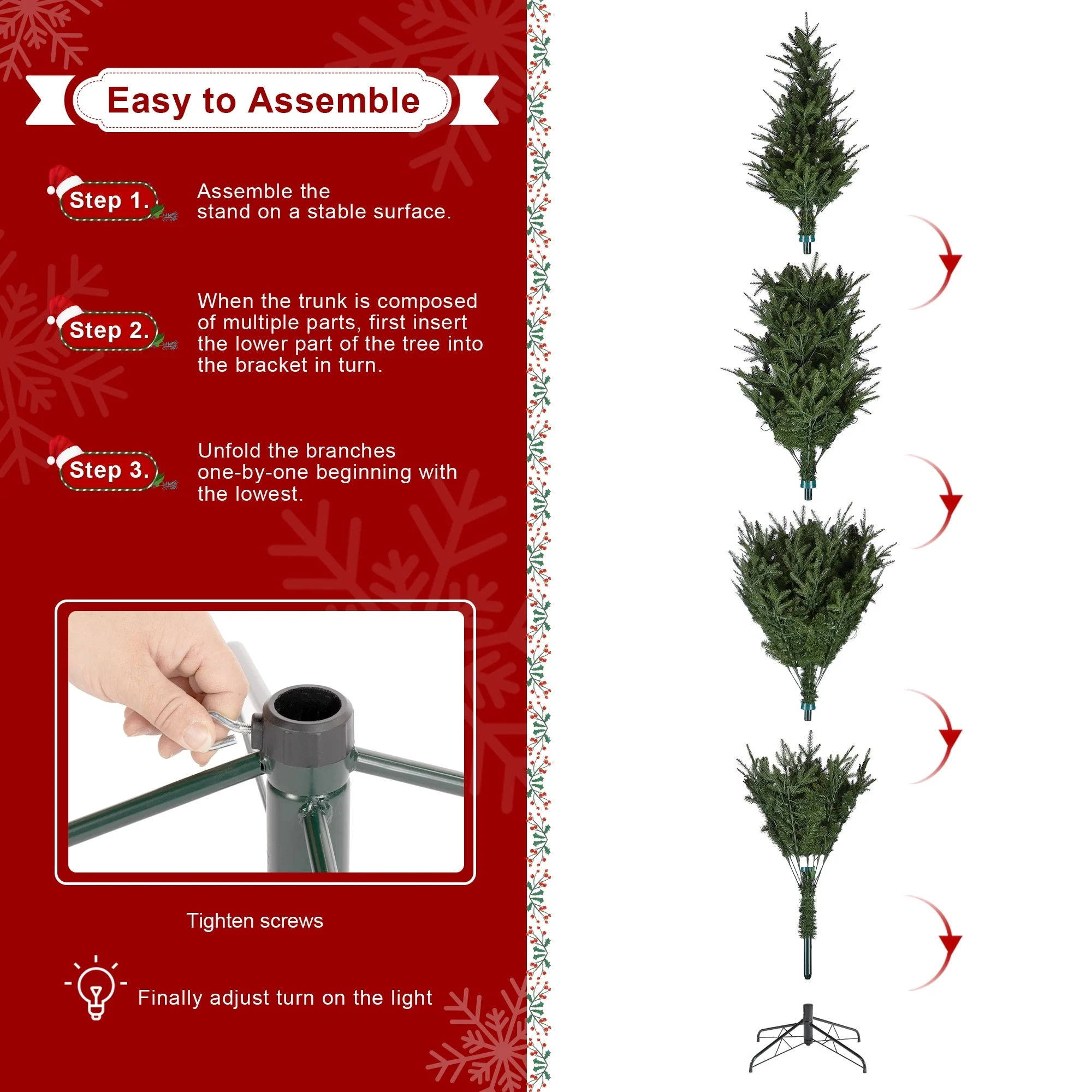 Glitzhome 7.5FT/9FT/11FT/15FT Pre-Lit Green Slim Fir Artificial Christmas Tree with Remote Control