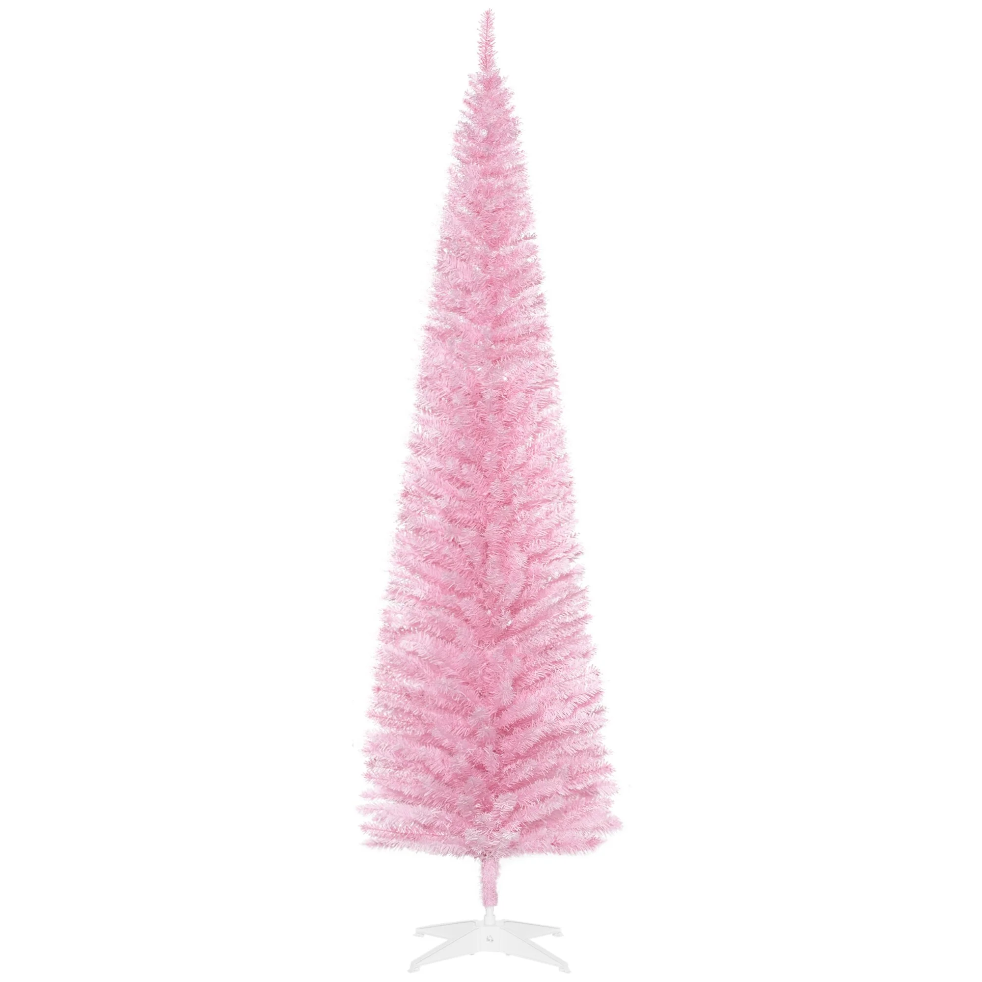 Snow-Flocked 6ft/5ft/7ft Pencil Christmas Tree, Slim Unlit Artificial Tree with Realistic Branches and Plastic Stand