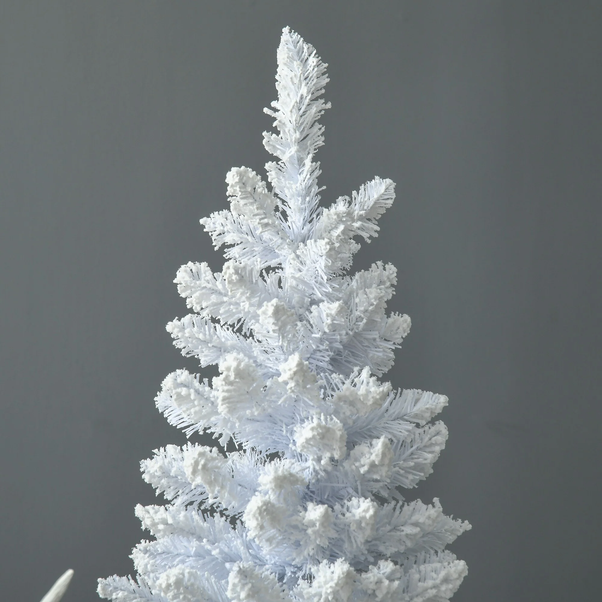7FT Slim Snow Flocked Pencil Christmas Tree, Unlit Artificial Holiday Tree with Dense, Realistic Branch Tips